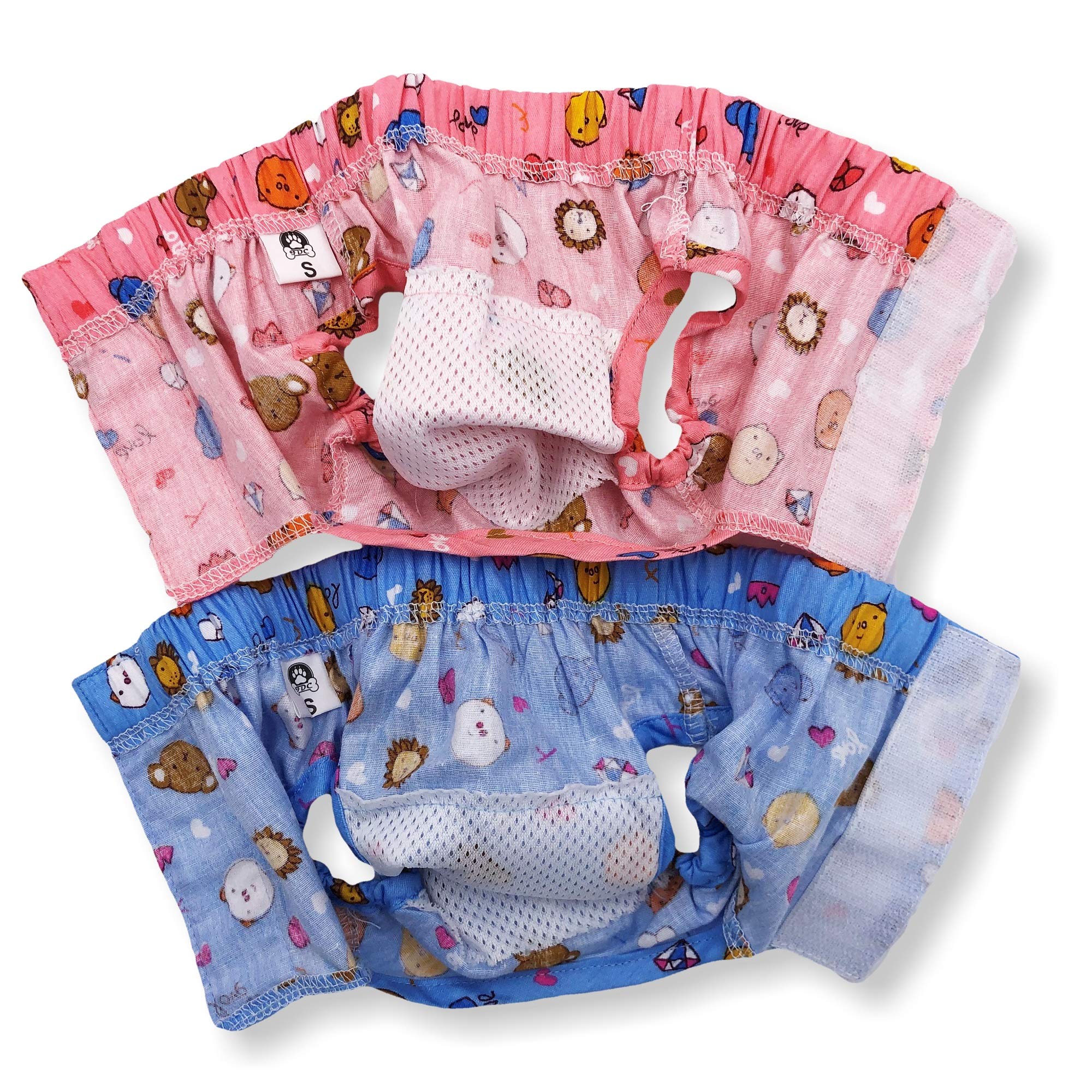 Funnydogclothes Pack Of 4 Dog Female Diapers Sanitary Pants And Skirts Cotton For Small Pet Cat (Pack Of 4 - Skirts & Pants, S: Waist: 10' - 13')