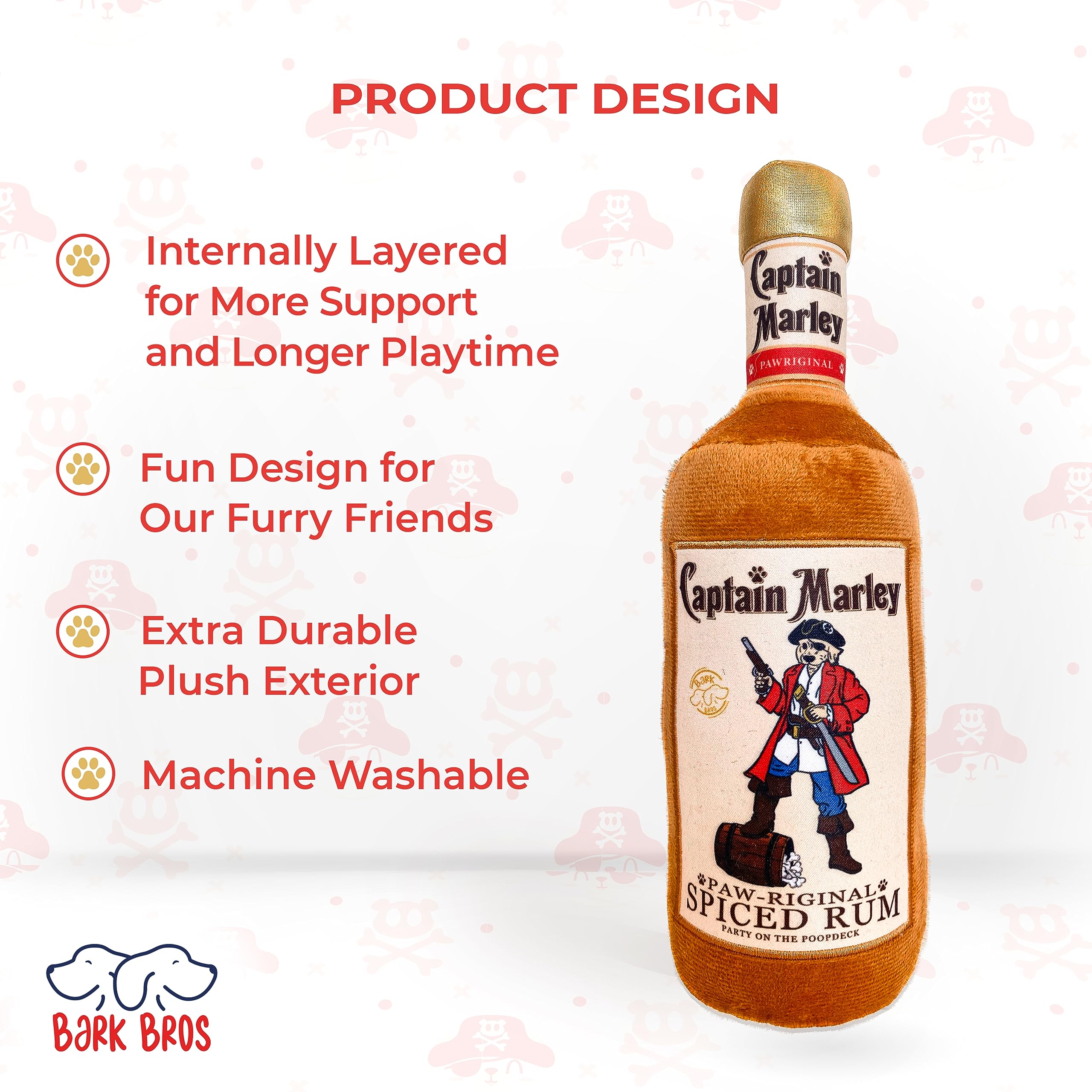 Bark Bros - Liquor Bottle Dog Toy - Plush Squeaky Dog Toys Funny Drink Parody - Alcohol Dog Toy - Dog Birthday Toy - Cute Dog To