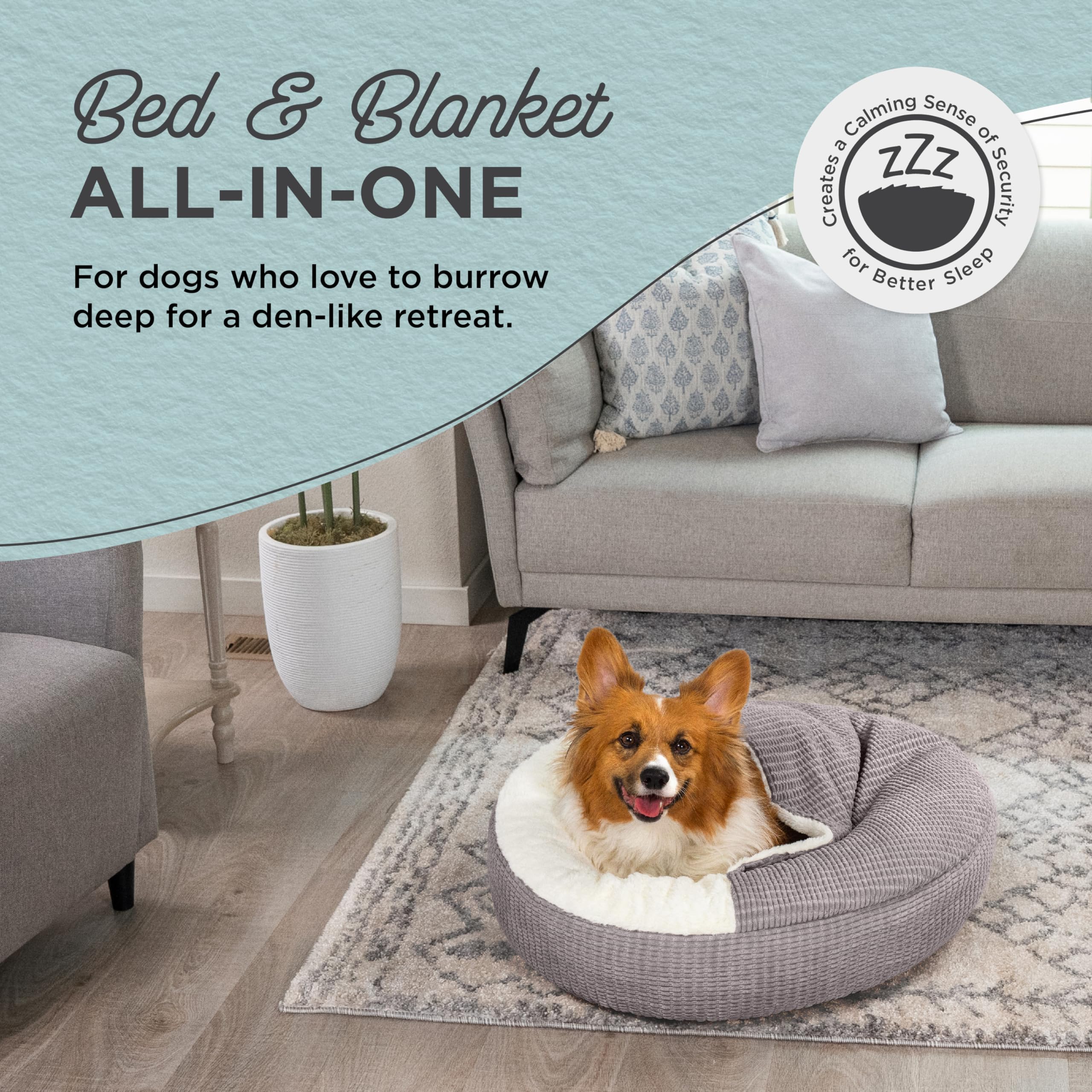 Best Friends By Sheri Cozy Cuddler Mason Microfiber Hooded Blanket Cat And Dog Bed In Gray 26''X26''