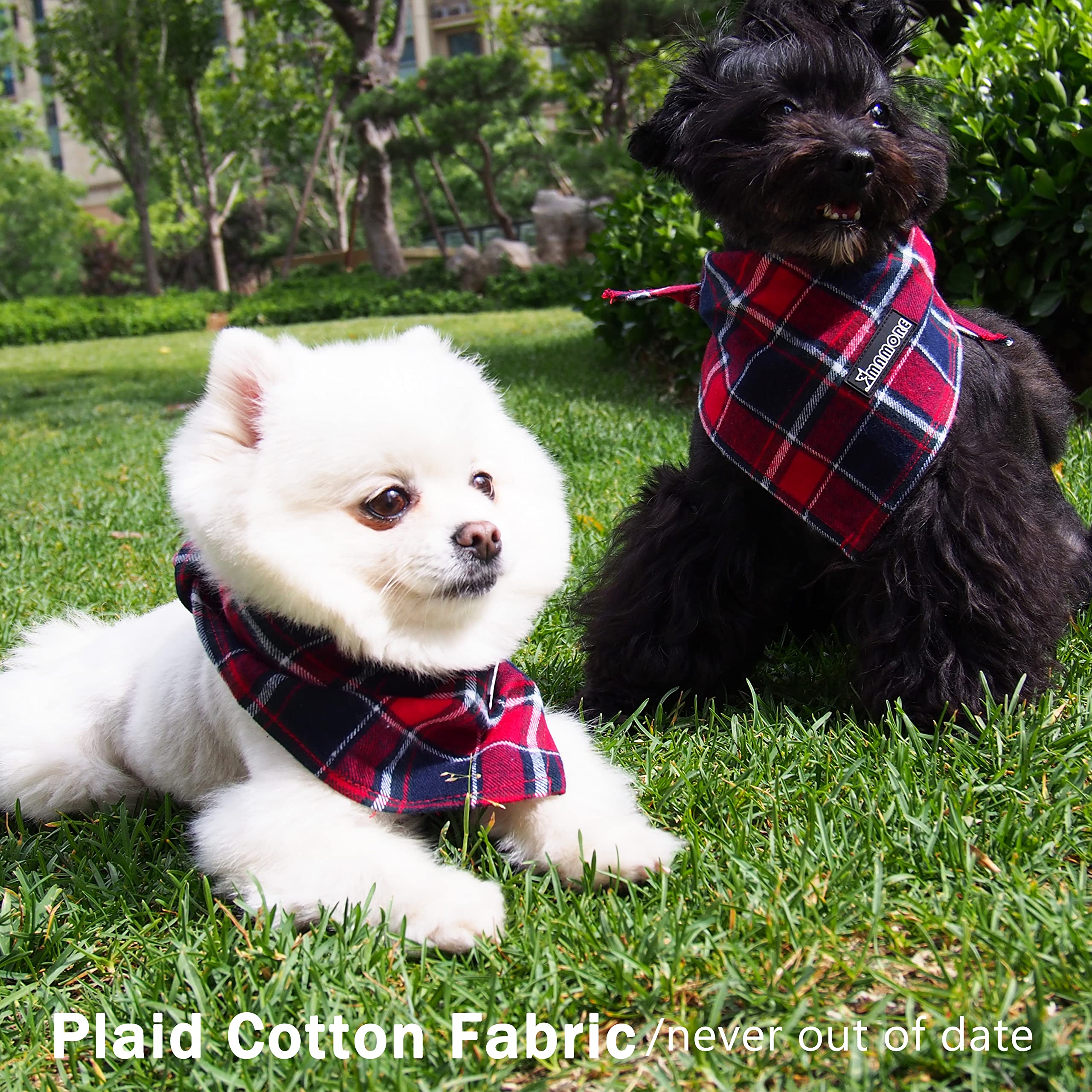 Adjustable Plaid Dog Bandanas,1Pc Soft Washable Cotton Triangle Bib Kerchief Scarfs For Small Medium Large Dogs And Cats (Fuchsi