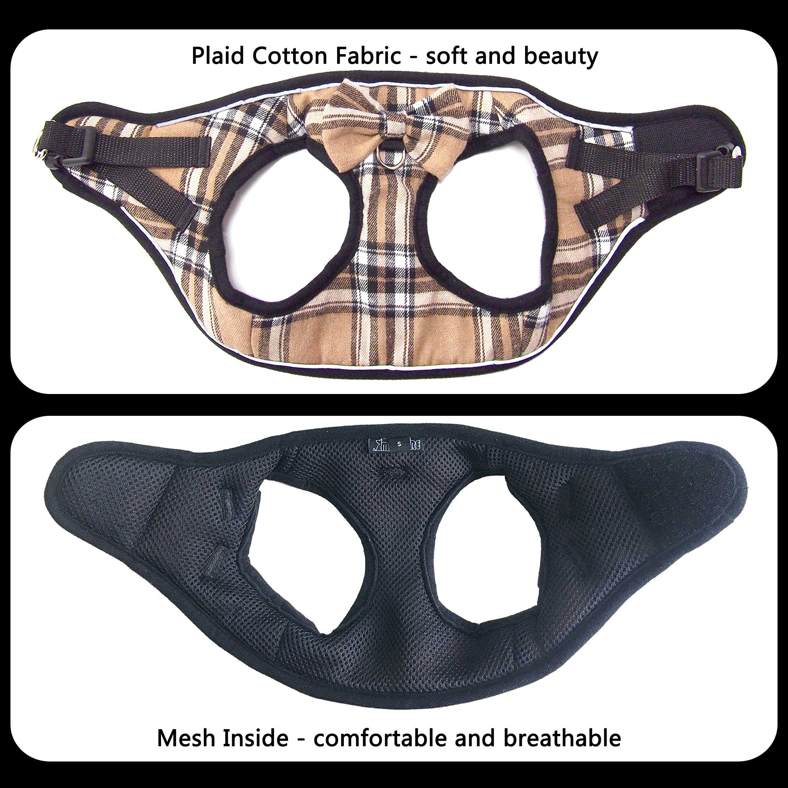 Mesh Soft Dog Harness, Adjustable No Pull Reflective Comfort Pet Vest For Dogs (Light Khaki, Small)