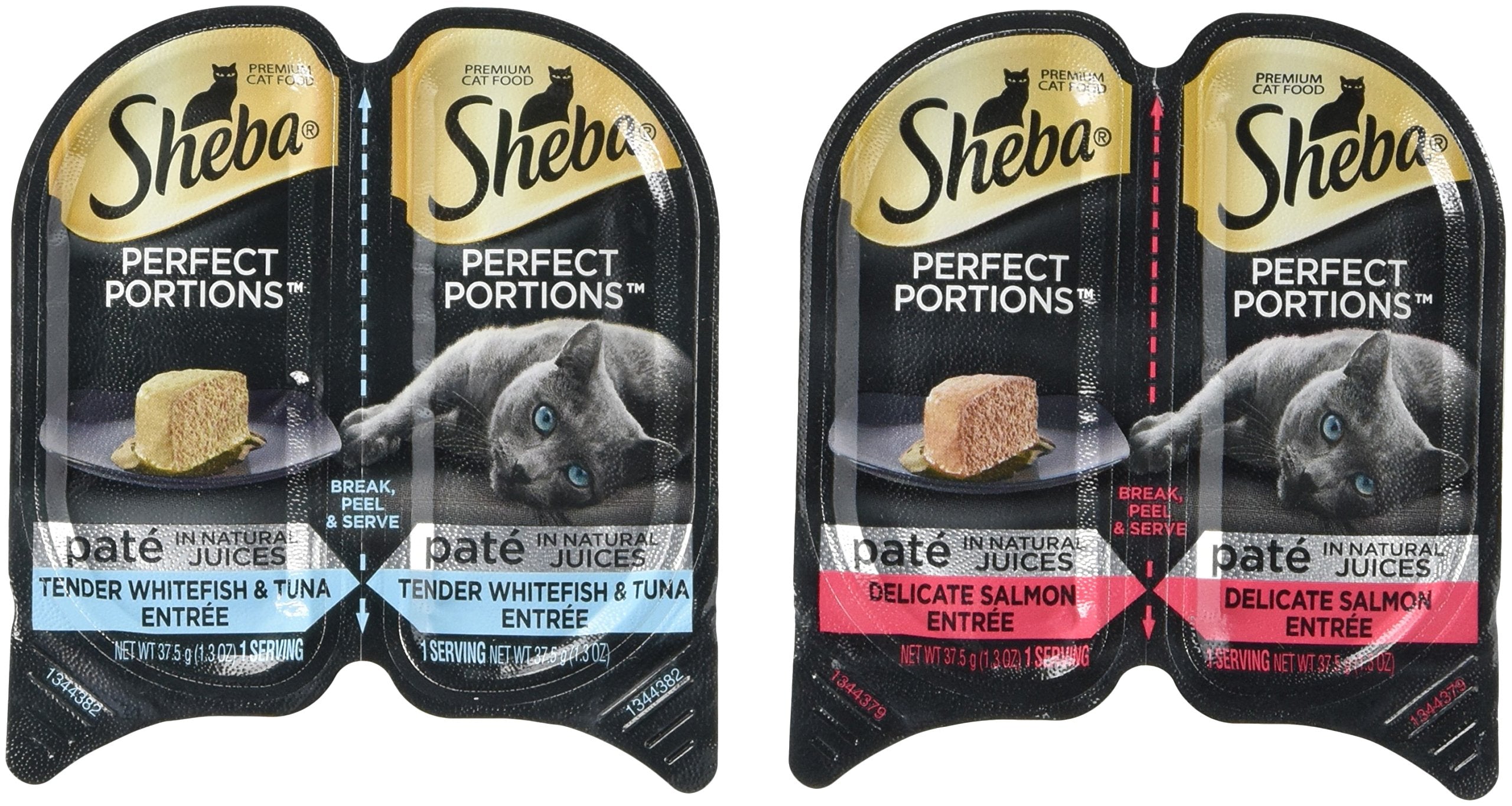 Sheba Premium Cat Food Perfect Portions Multipack - Delicate Salmon Entree And Tender Whitefish & Tuna Entree- 24 Ct