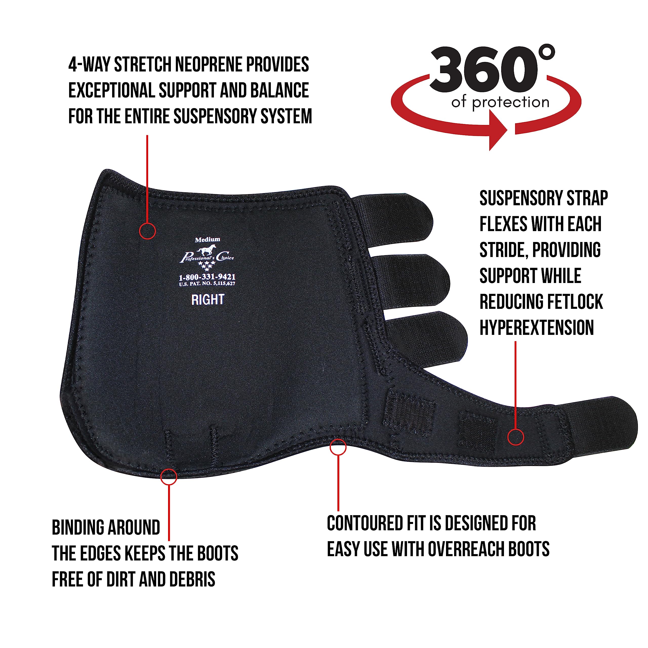 Professional'S Choice Smb-3 Sports Medicine Boot | 360 Degrees Of Impact Protection | Support For The Suspensory System | Value 4-Pack | Medium Black