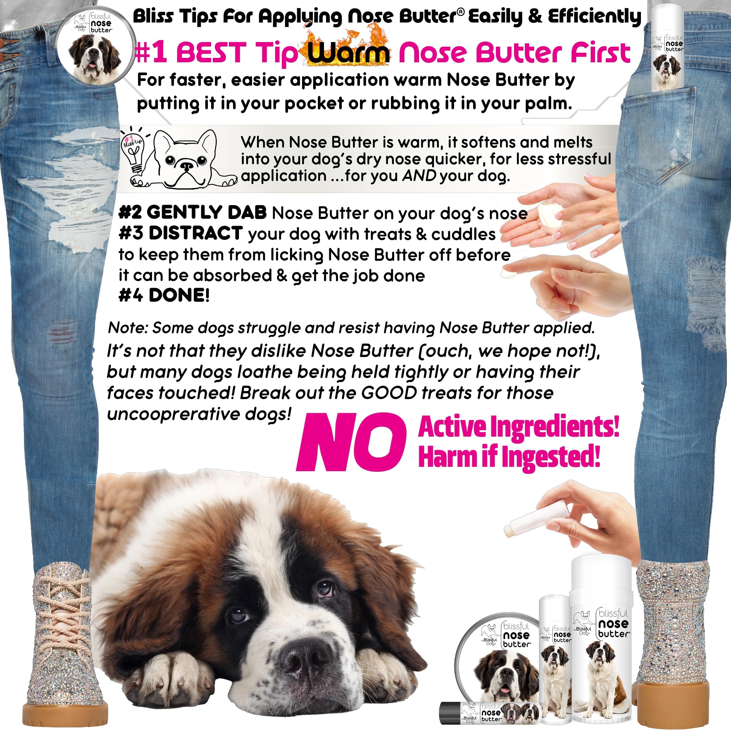 The Blissful Dog Saint Bernard Unscented Nose Butter - Dog Nose Butter, 0.15 Ounce