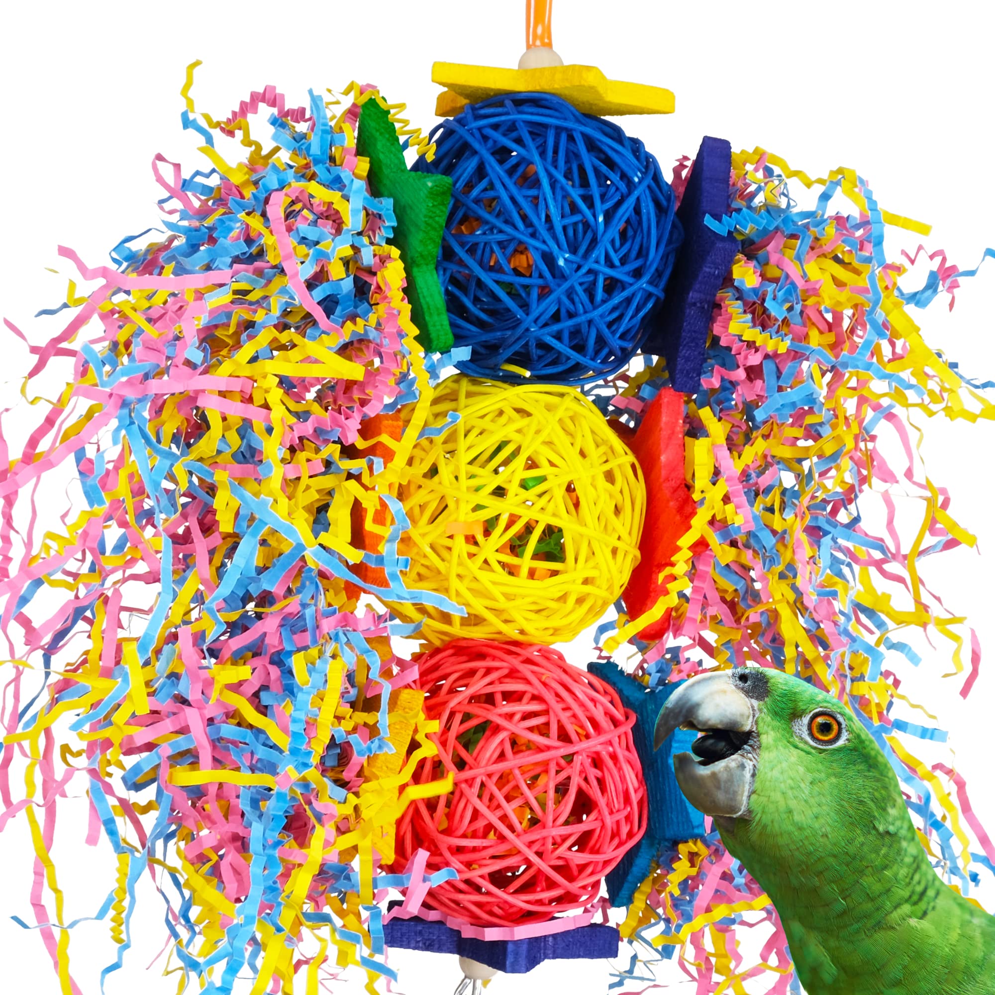 Bonka Bird Toys Foraging Star Preening Plucking Parrot Ringnecks, Conures, Quakers, Pionus, Senegals, Amazons, African Greys, Ec