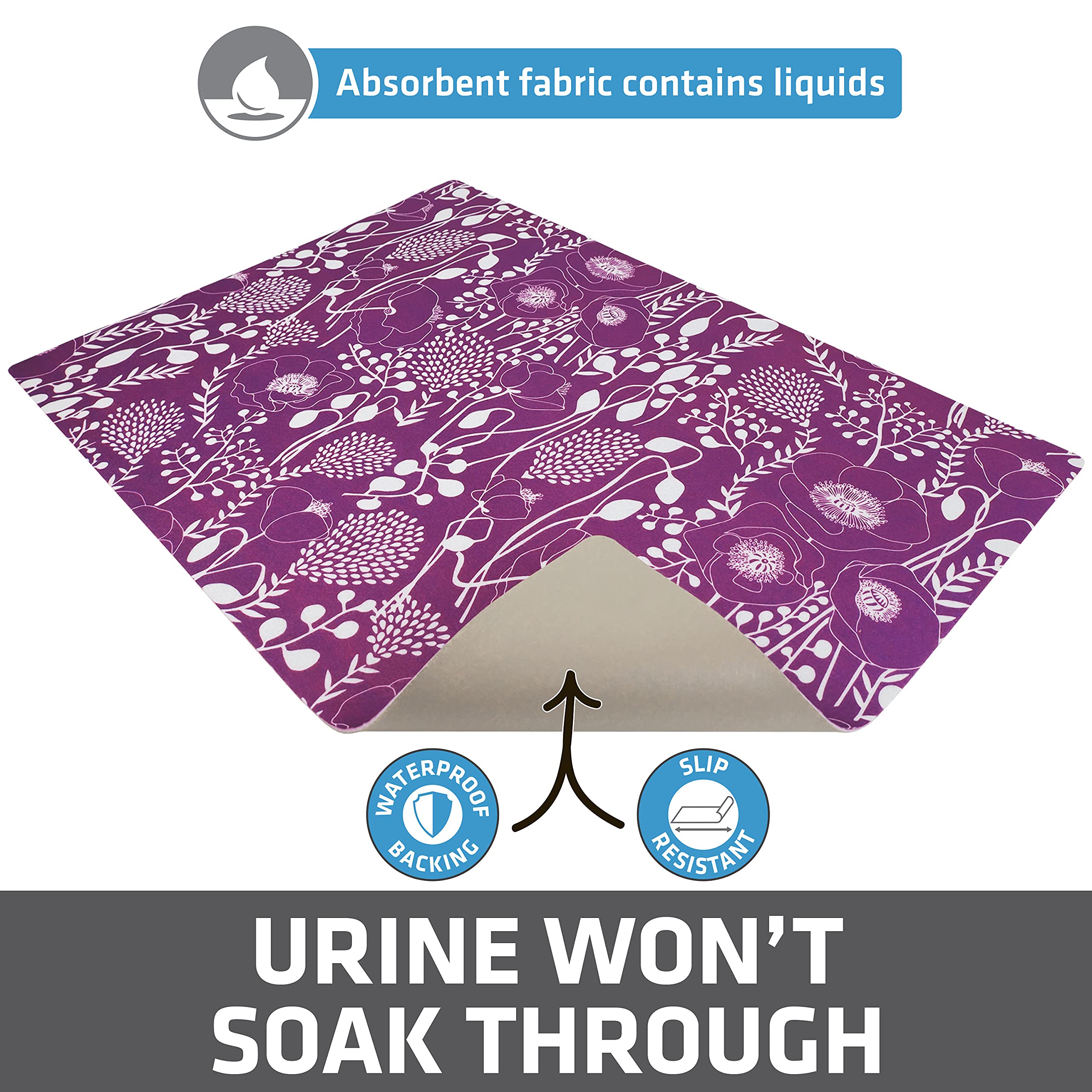 Drymate Original Cat Litter Mat, Contains Mess From Box For Cleaner Floors, Urine-Proof, Soft On Kitty Paws -Absorbent/Waterproof- Machine Washable, Durable (Usa Made) (20”X28”)(Good Medicine Plum)
