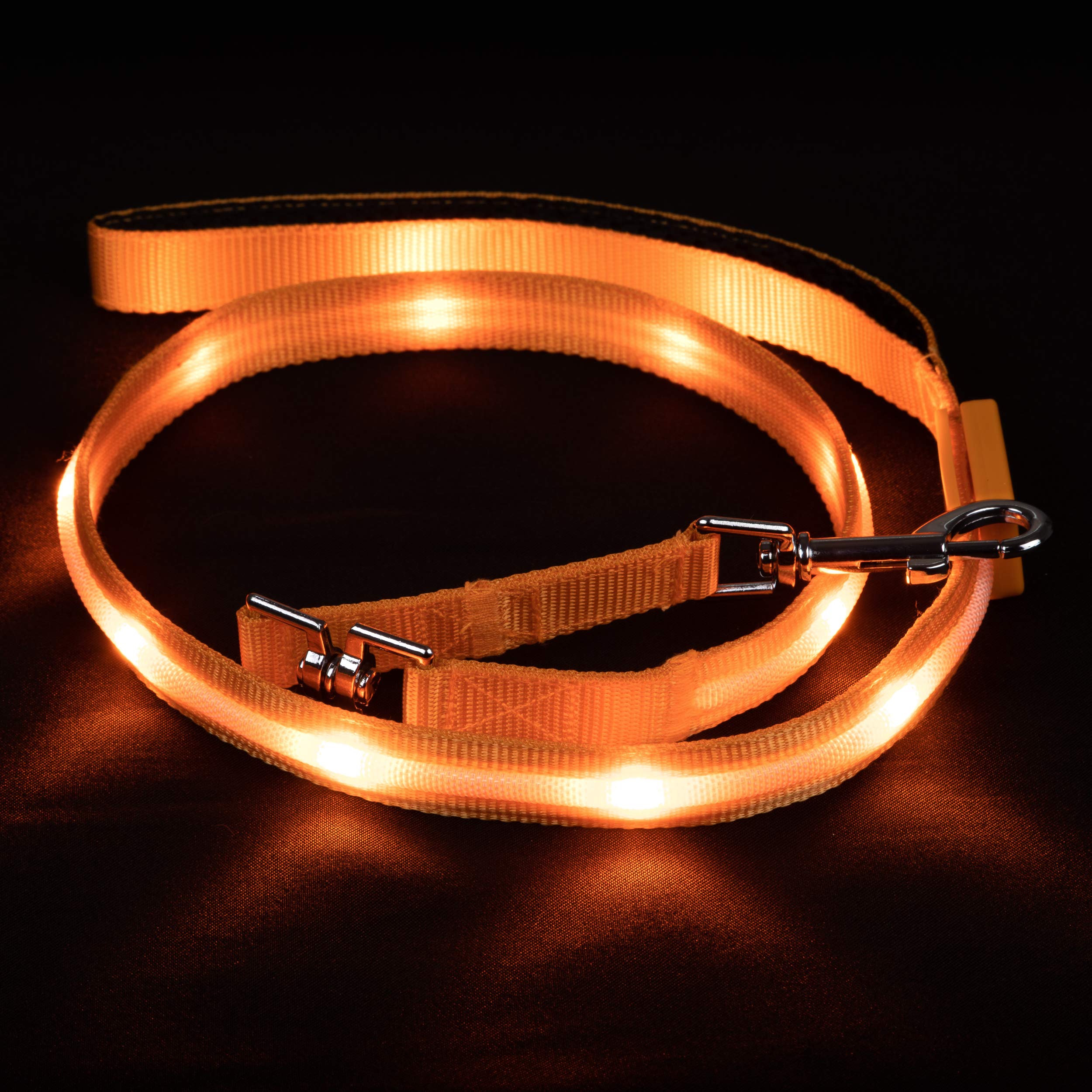 Blazin Light Up Led Dog Leash - 1,000 Feet Visibility - Usb Rechargeable, Waterproof, Glow In Dark - 4 Foot, Orange