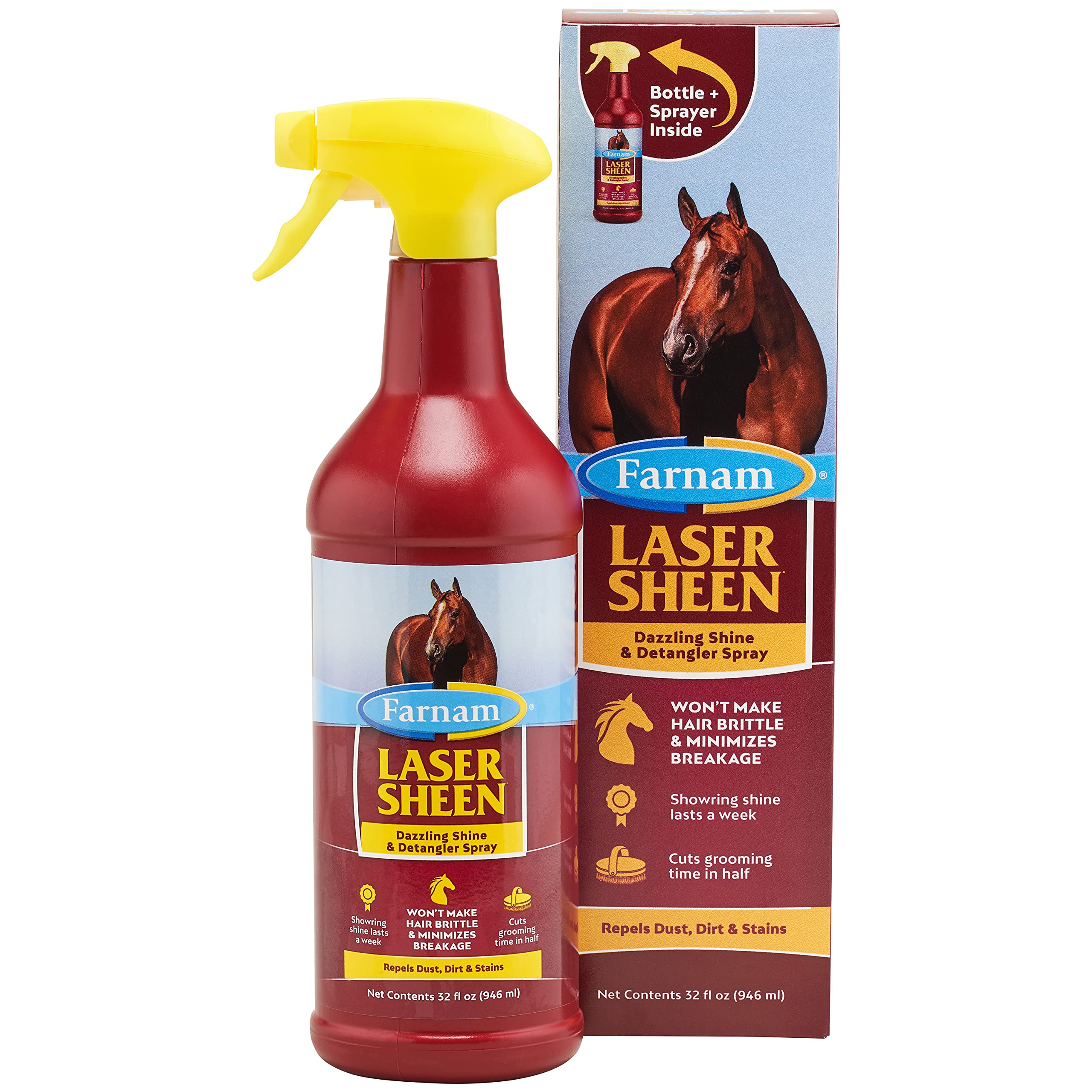 Farnam Laser Sheen Dazzling Shine & Detangler Spray 32 Ounces