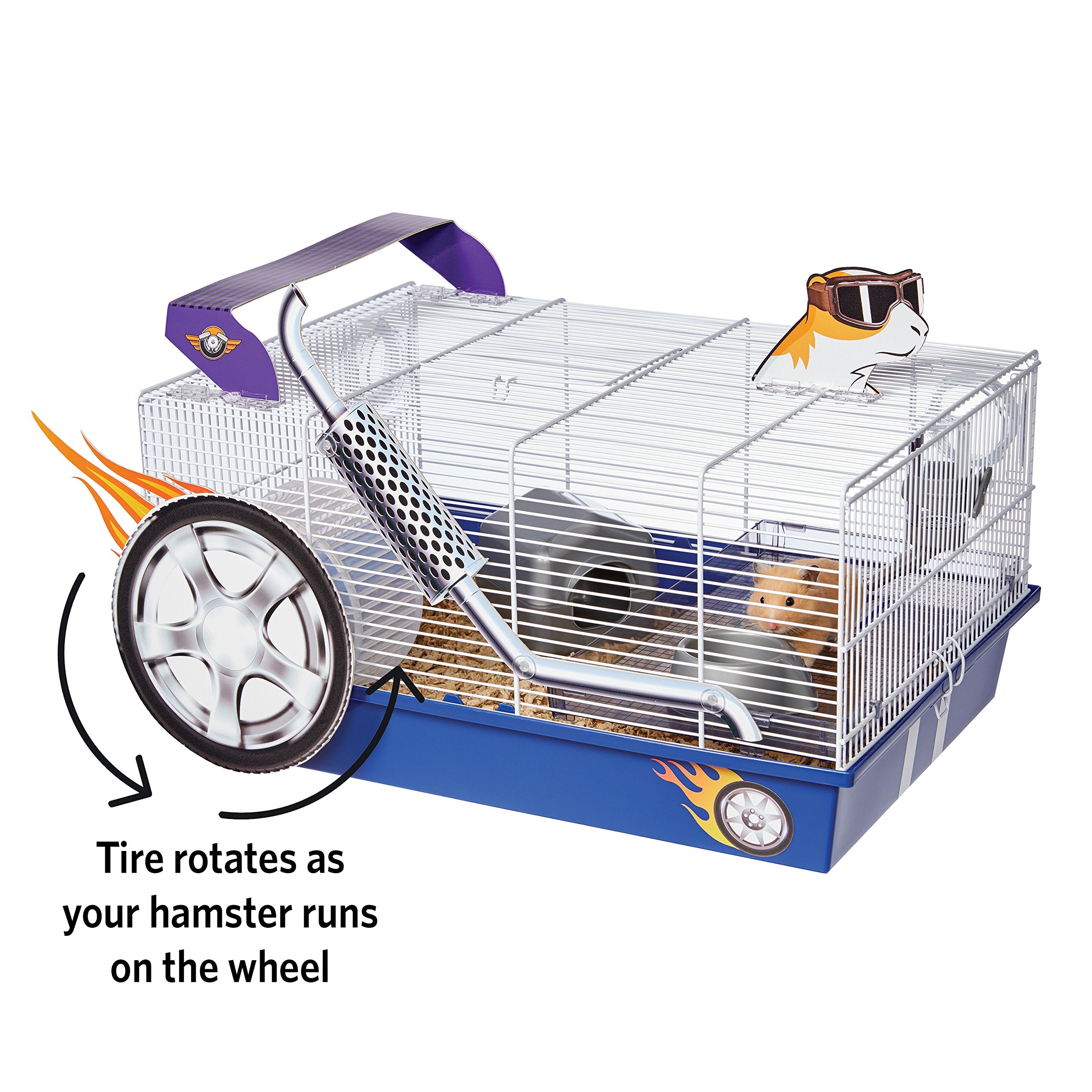 MidWest Homes for Pets Hamster Cage - Hot Rod Theme, 19.4"L x 13.8"W x 9.8"H, Multicolor, Model 100-HR, Includes