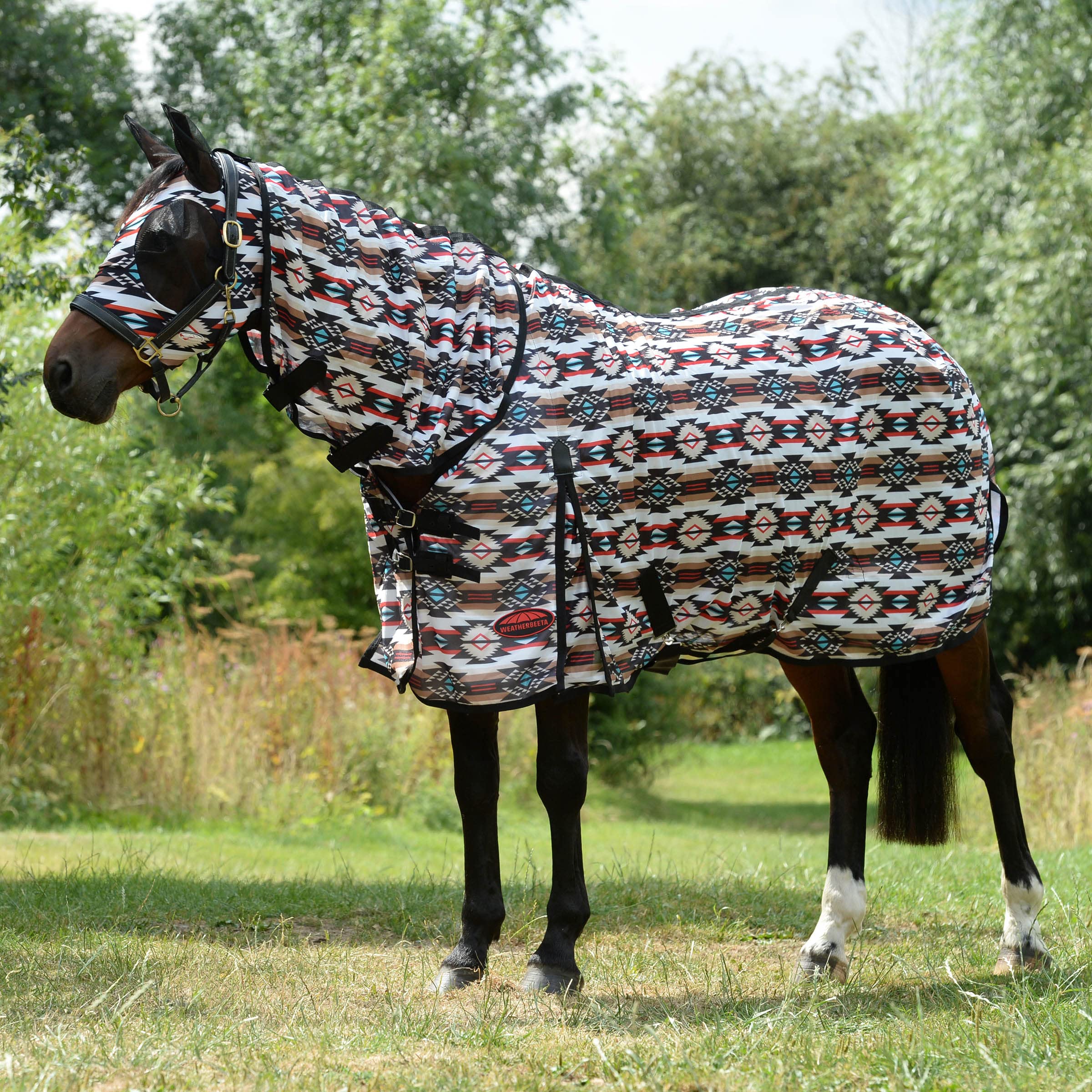 Weatherbeeta Comfitec Essential Mesh Ii Combo Neck, Diamond Navajo Print/Black, 54'