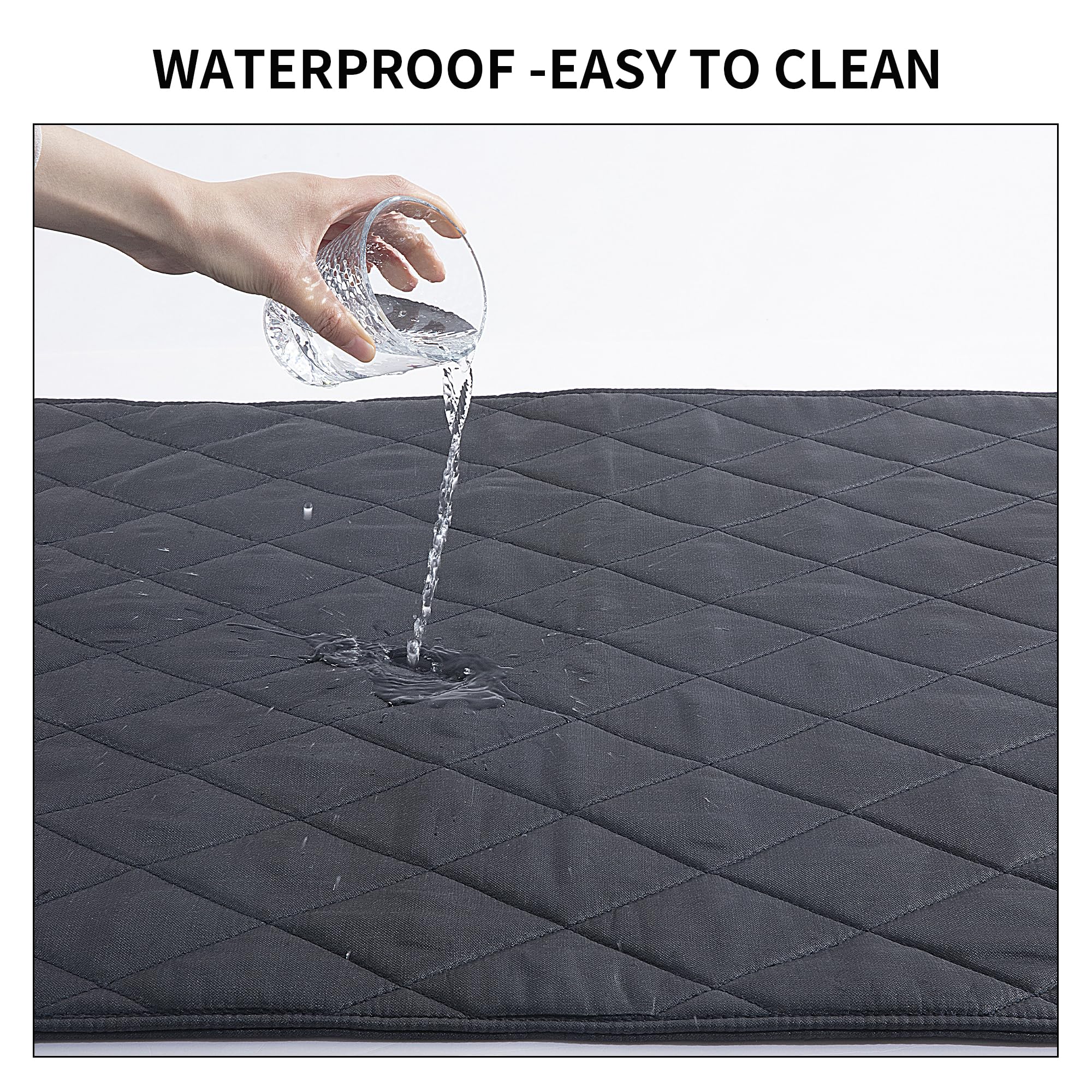 Mabozoo Durable Chew Proof Dog Bed, Tough Indestructible Dog Crate Mat For Aggressive Chewers, Washable Pet Bed For Medium Dog,Waterproof Dog Bed For Kennel,Black 22X35 In