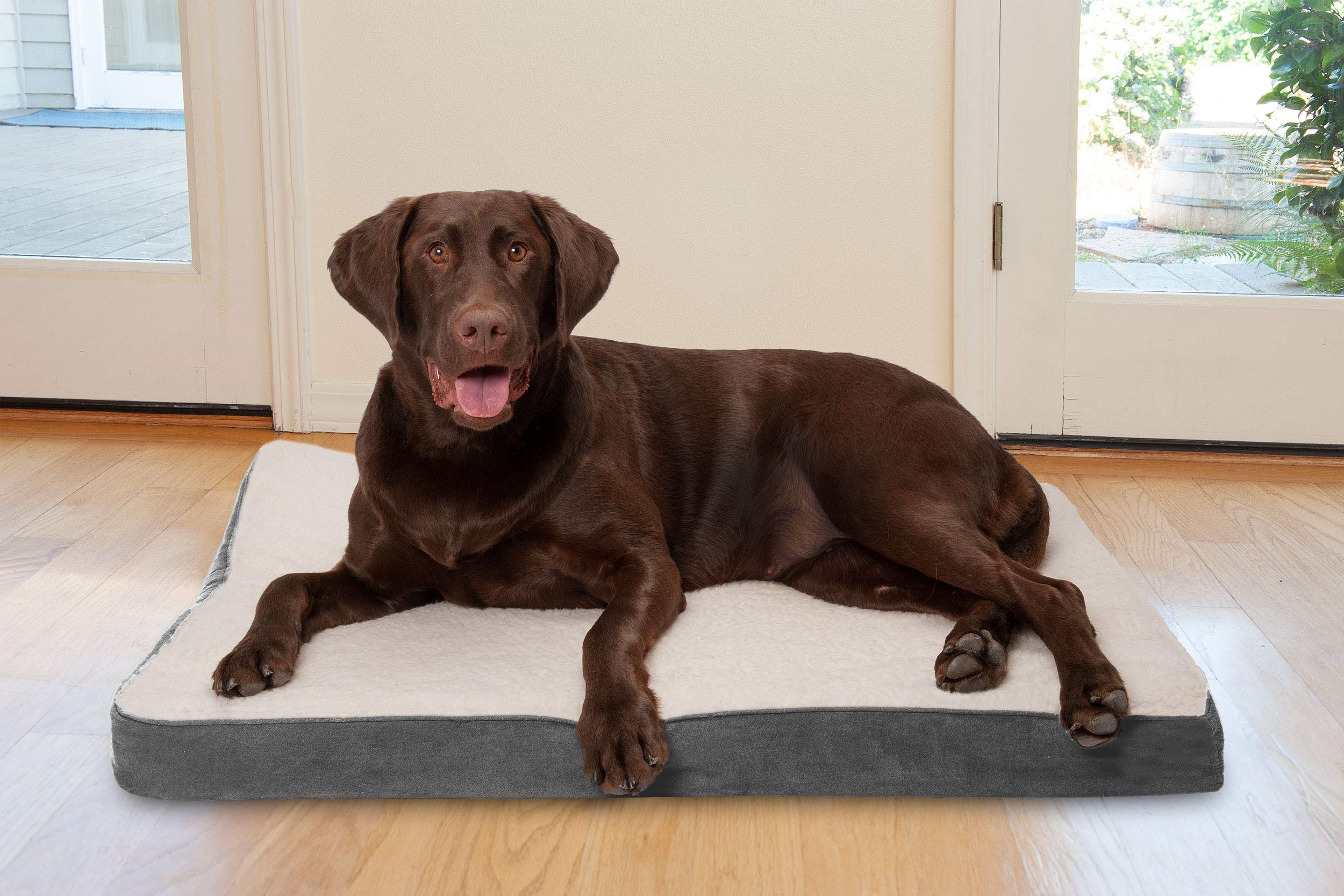 Furhaven Orthopedic Dog Bed for Large/Medium Dogs w/ Removable Washable Cover, For Dogs Up to 55 lbs - Sherpa & Suede Mattress -