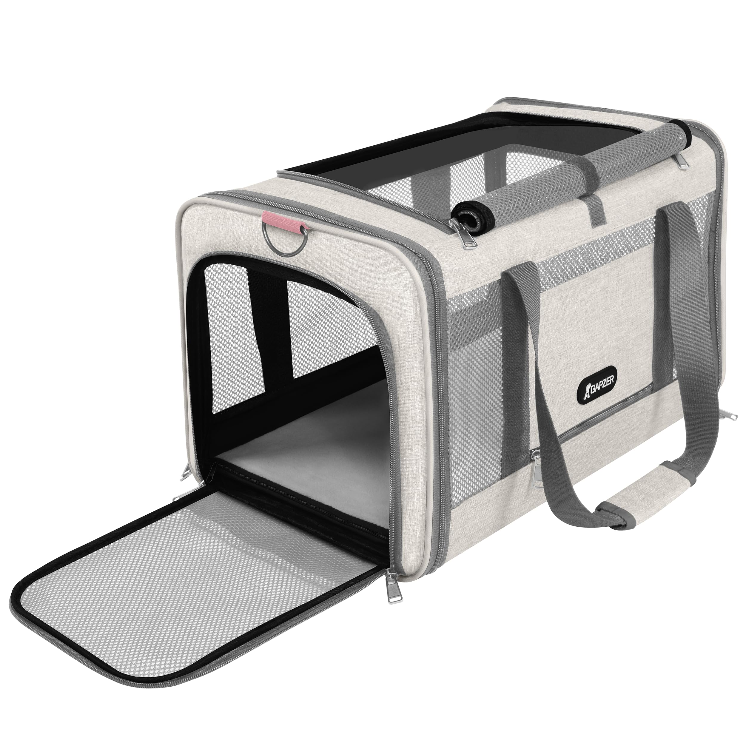 GAPZER Cat Carrier American Airline Approved 18x11x11, Top Opening Sturdy Soft Pet Carrying Bag See Through, Mini Dog Hard Botto