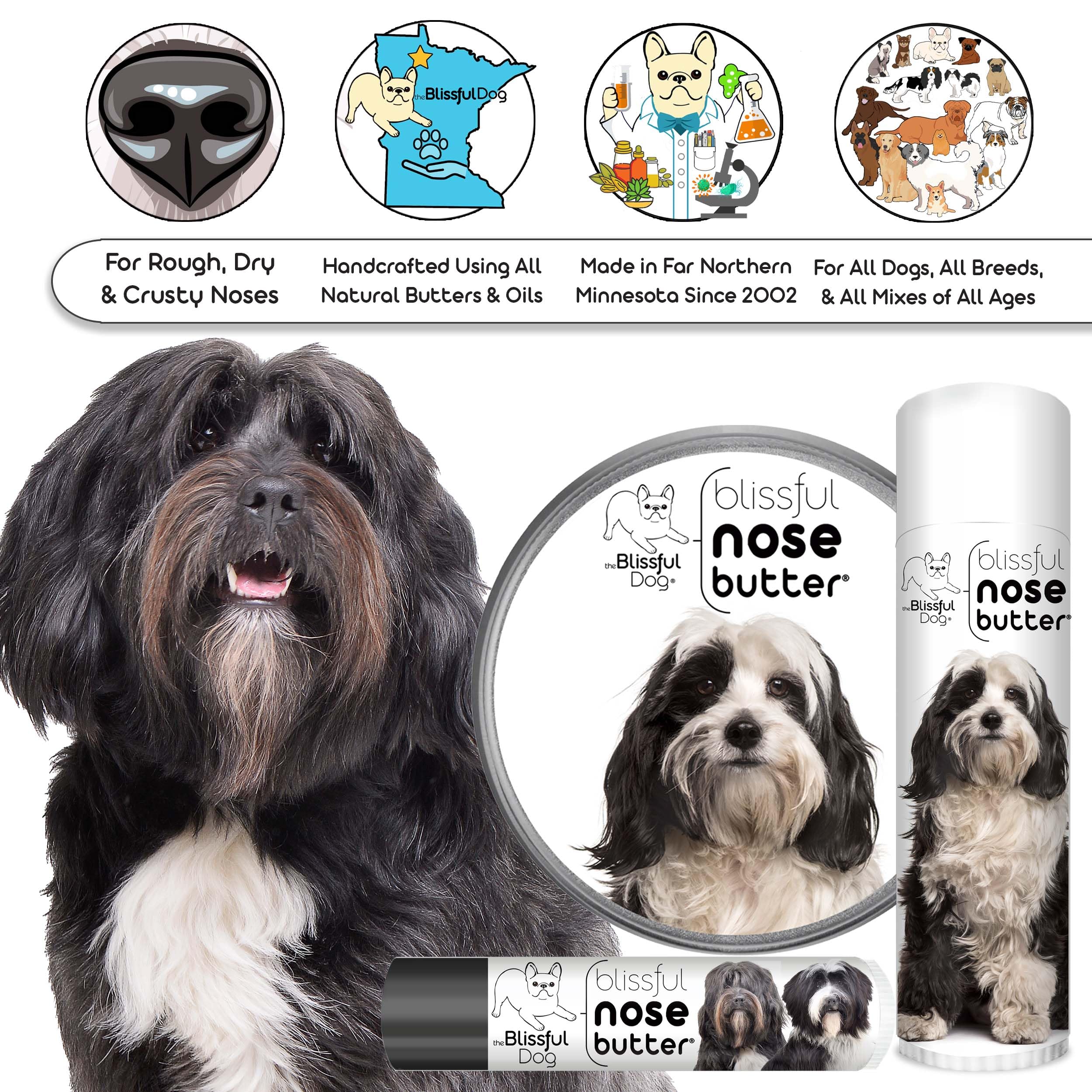 The Blissful Dog Tibetan Terrier Unscented Nose Butter - Dog Nose Butter, 1 Ounce