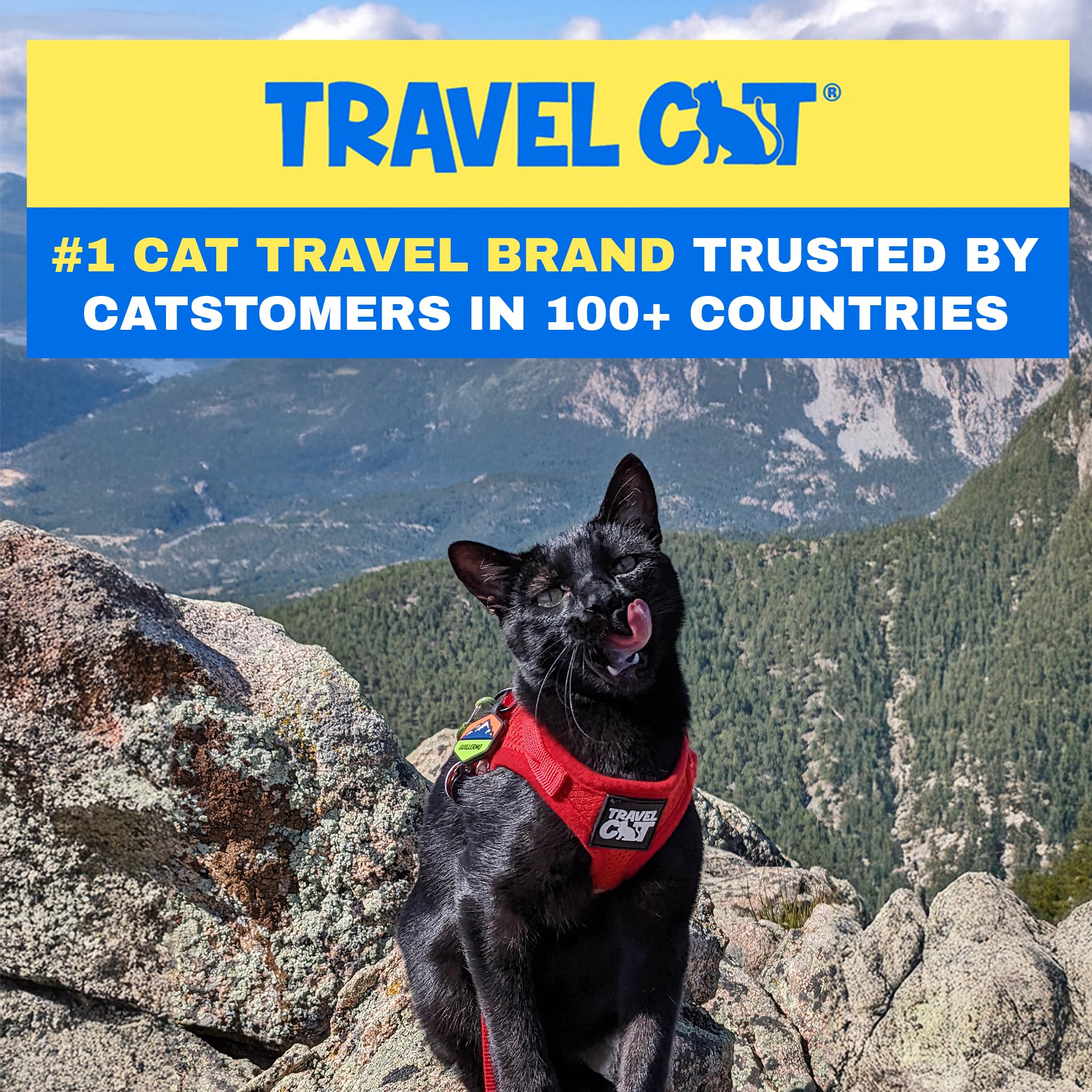 The Fat Cat Travel Cat Harness & Leash Set, Adjustable Mesh, Reflective Strap, X-Small, Red, Comfort Escape Proof for Outdoor Walking