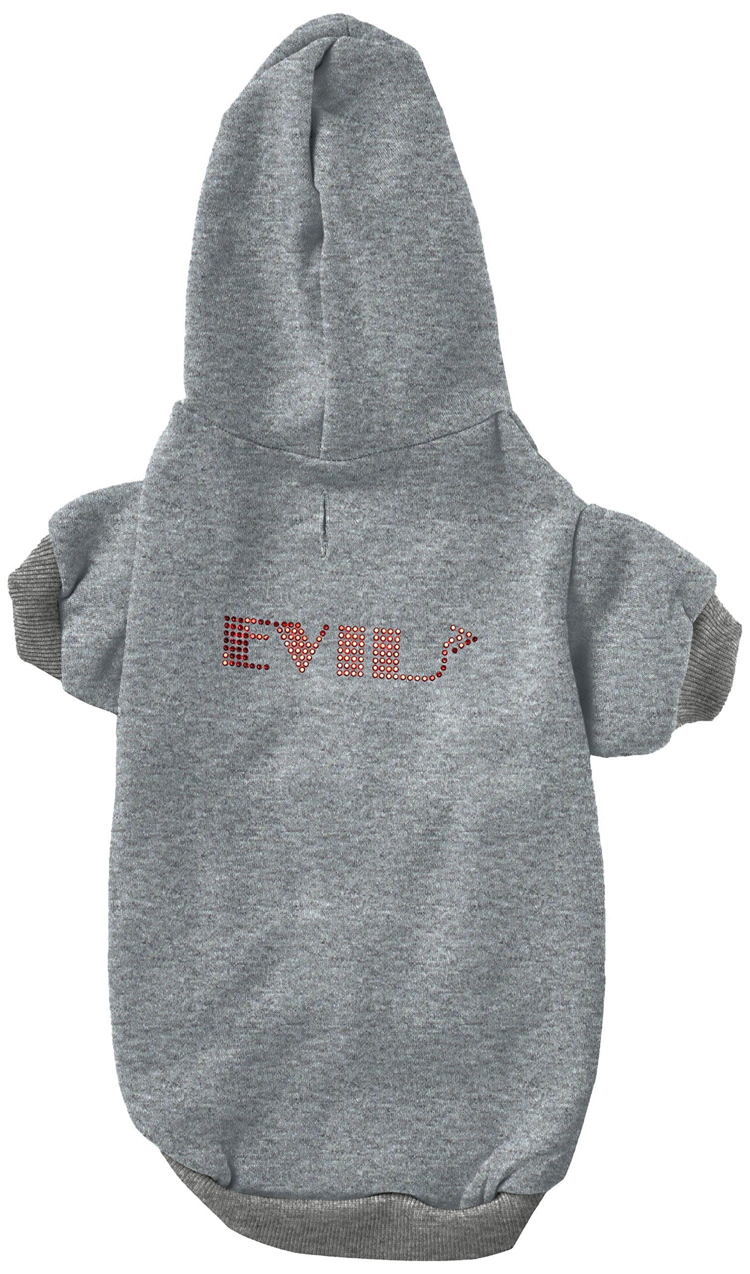 Pet, Dog & Cat Hoodie Rhinestone, "Evil" Gray XL (14-20 lbs.)