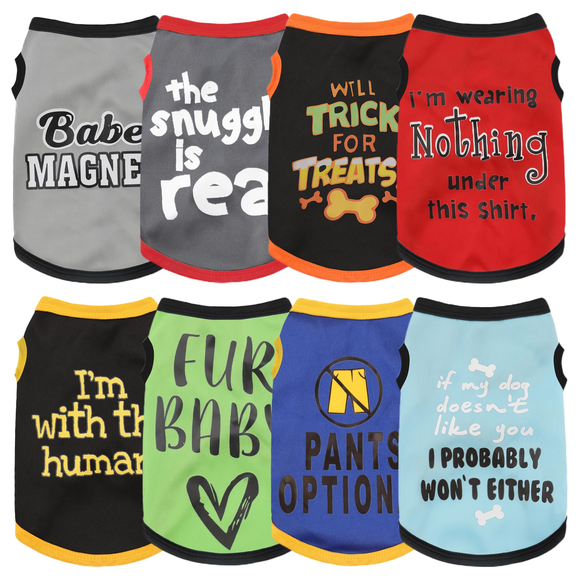Elevate Your Pet'S Seasonal Style With Playful Panache: 8-Piece Set Of Dog Shirts Featuring Hilarious Printed Patterns For Airy 