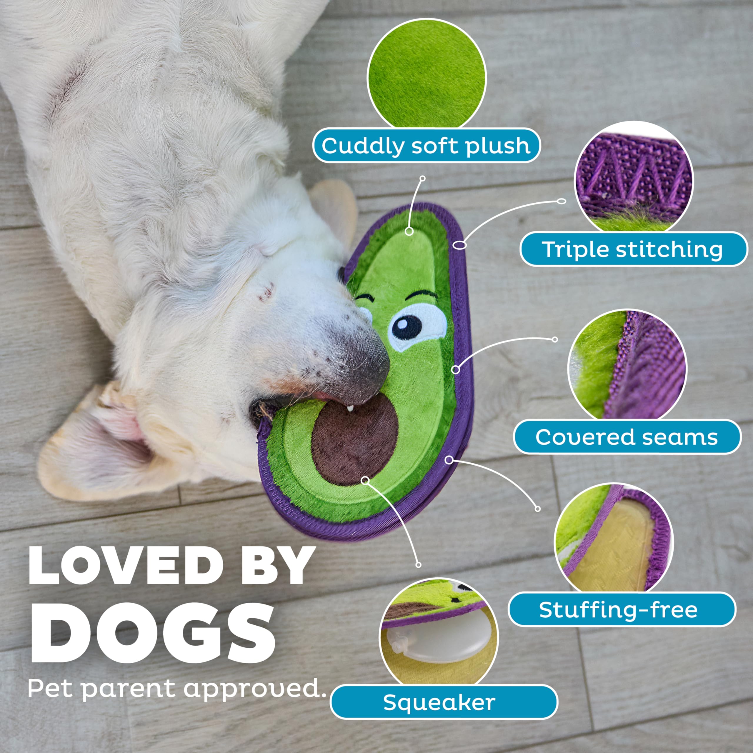Outward Hound Durable Squeaky Dog Toy, Tough Skinz, Medium, Avocado, Polyester, Model 71628