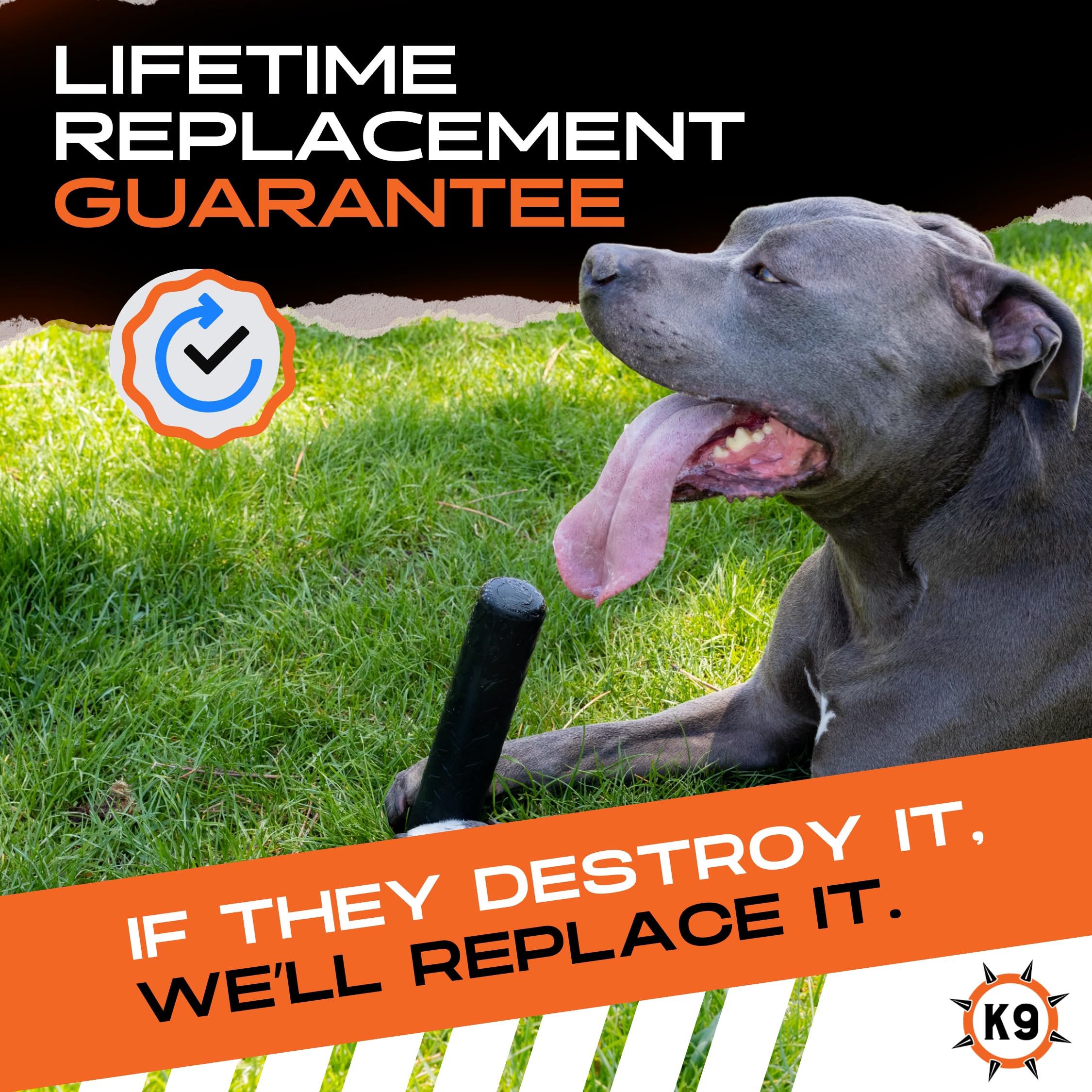 Monster K9 Indestructible Chew Stick - Lifetime Replacement - Medium & Large Breeds - Ultra Durable For Aggressive Chewers - Che