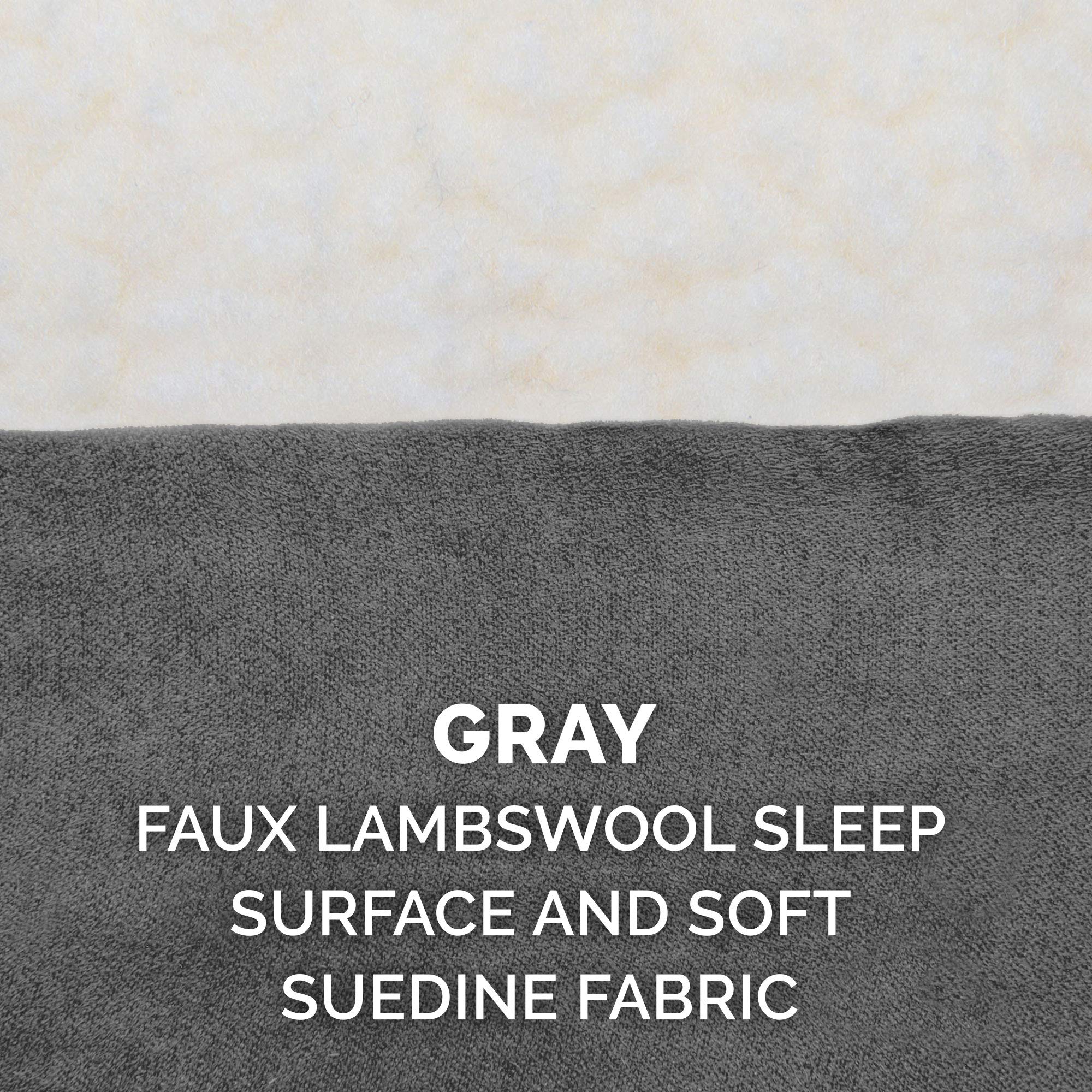 Furhaven Dog Bed Cover, Sherpa & Suede, Jumbo 40"x32", Machine Washable, Gray, Model CVR-21503087