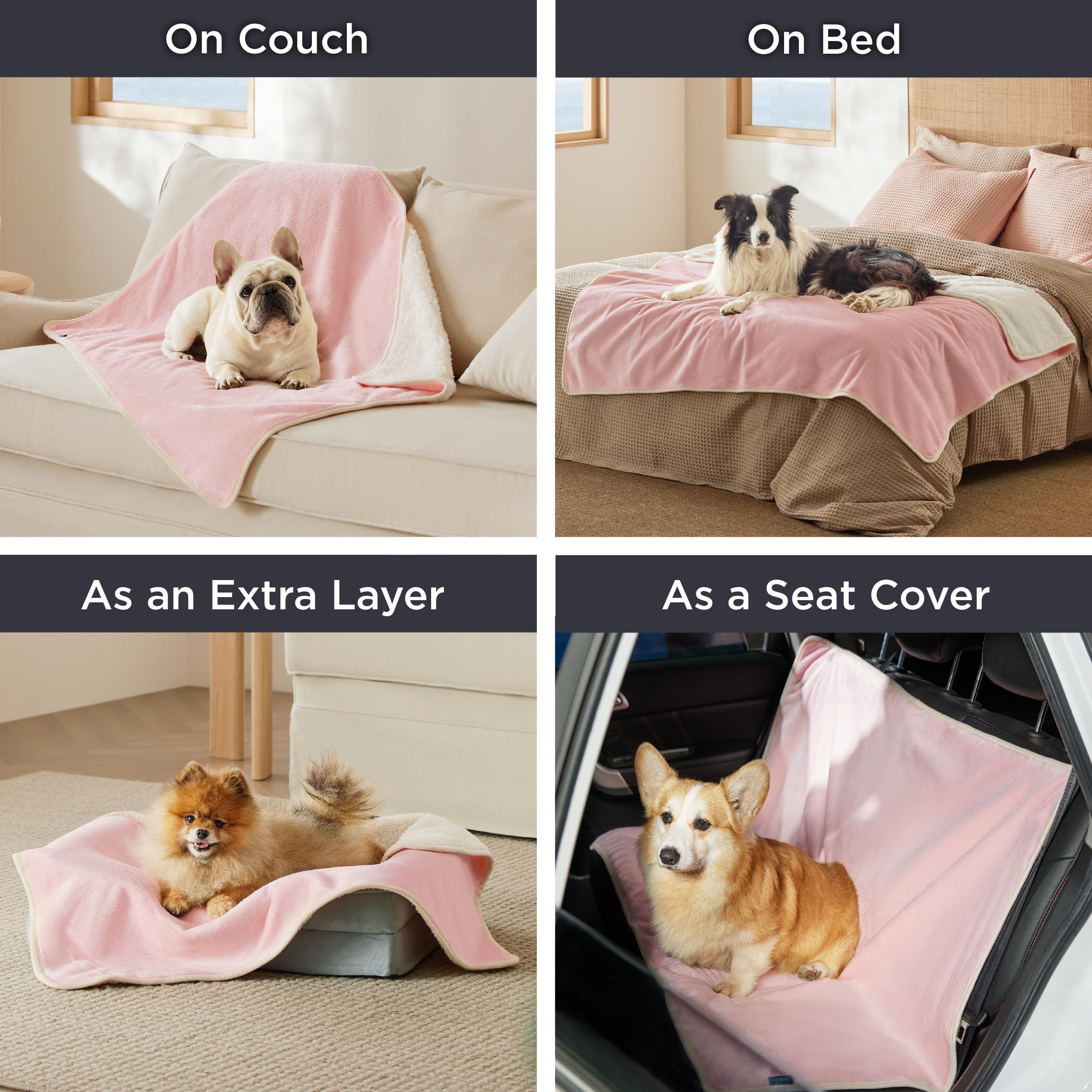 Bedsure Cat Blanket For Indoor Cats - Waterproof Calming Cat Blankets For Couch Protection, Sherpa Fleece Pet Blanket, Soft Plush Reversible Throw Furniture Protector, 40'X30', Pink