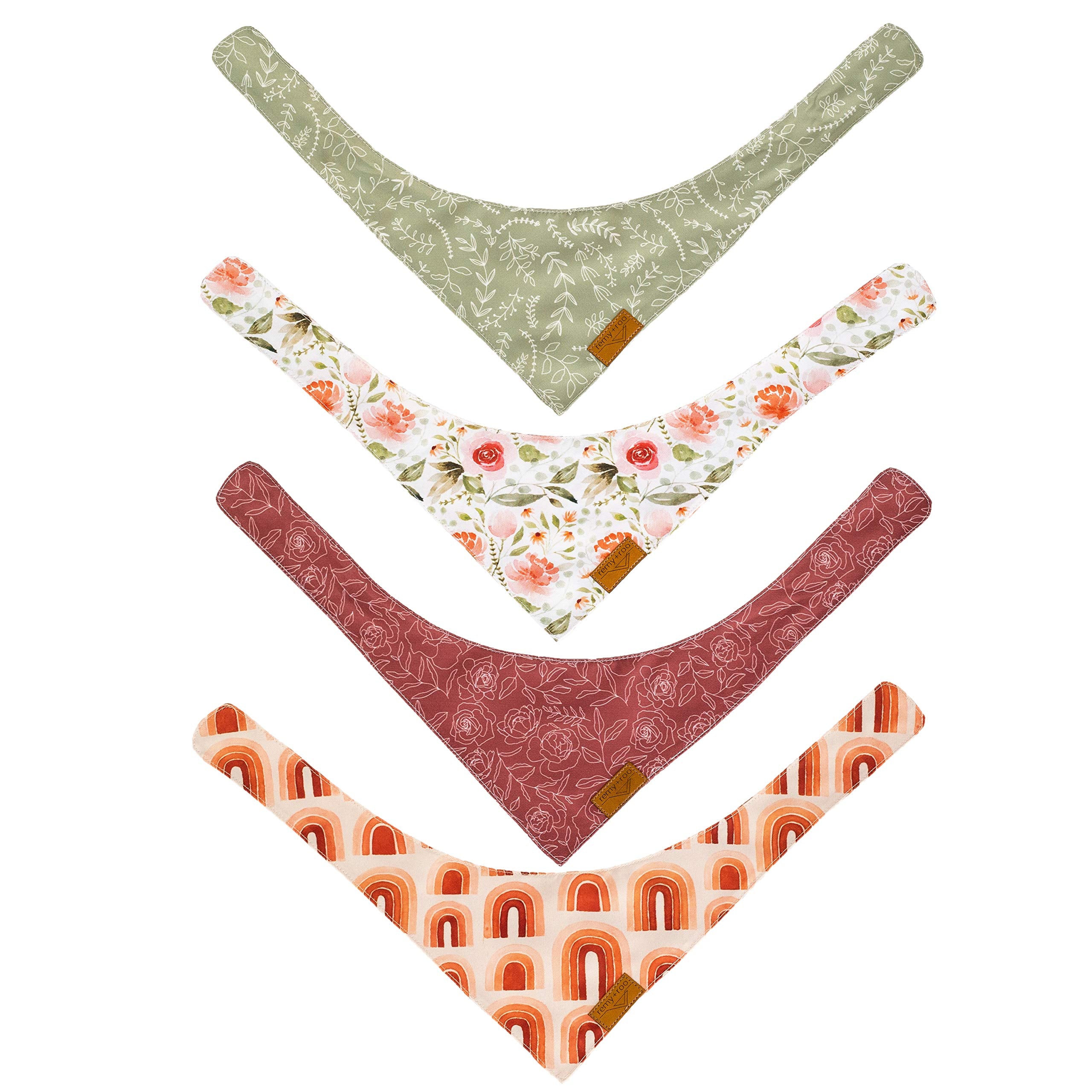 Remy+Roo Dog Bandanas - 4 Pack  Rubi Set  Premium Durable Fabric  Unique Shape  Adjustable Fit  Multiple Sizes Offered  (Large)