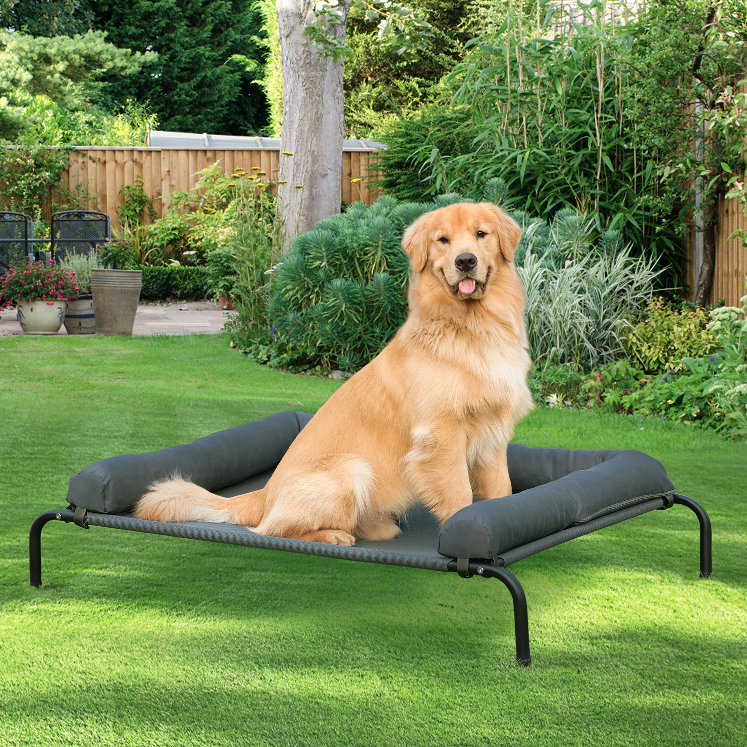 Western Home Cooling Elevated Dog Bed For Large Dogs, Outdoor Raised Dog Bed Portable Dog Cot Bed With Breathable Mesh, Chew Pro