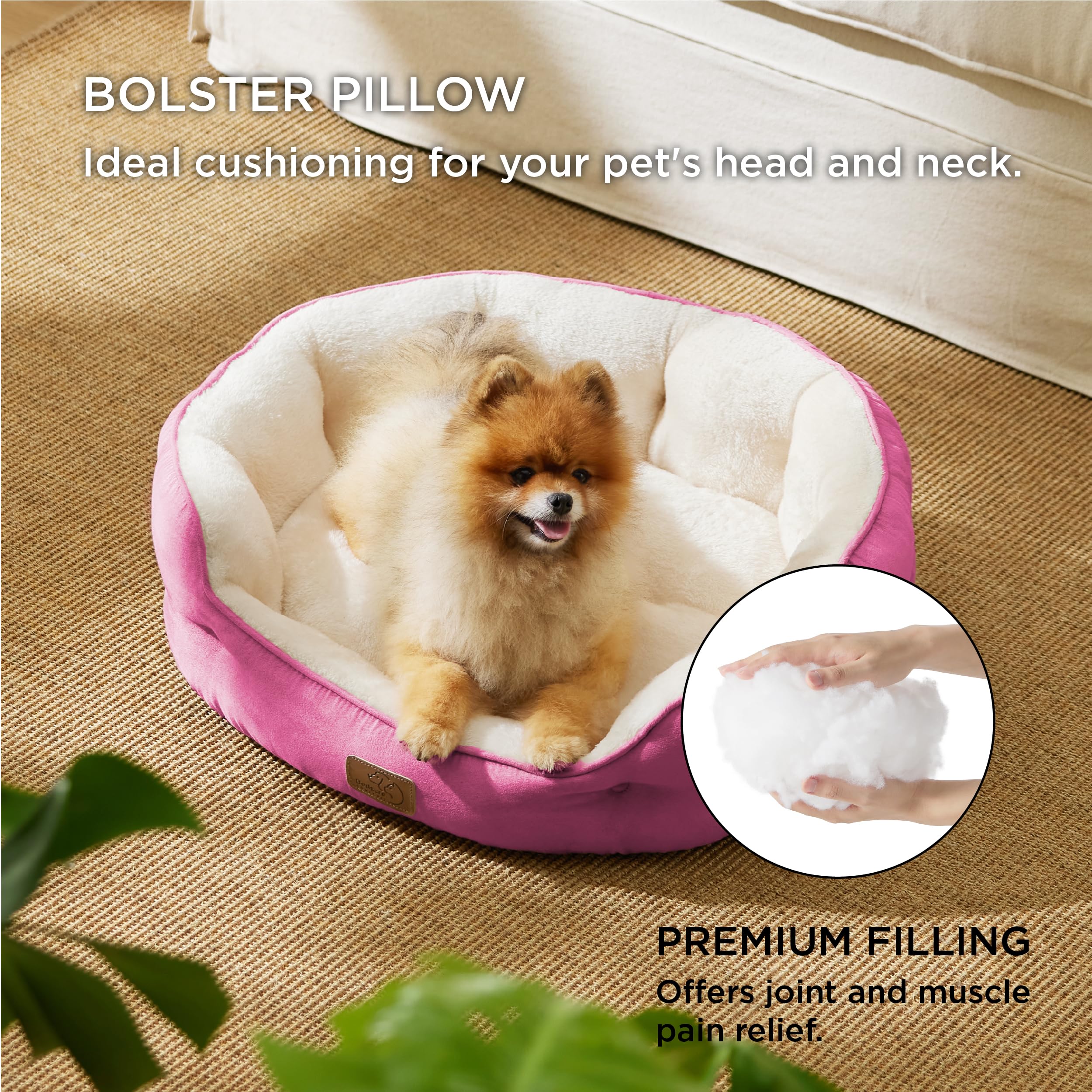 Bedsure Dog Beds For Small Dogs - Round Cat Beds For Indoor Cats, Washable Pet Bed For Puppy And Kitten With Slip-Resistant Bottom, 25 Inches, Sachet Pink