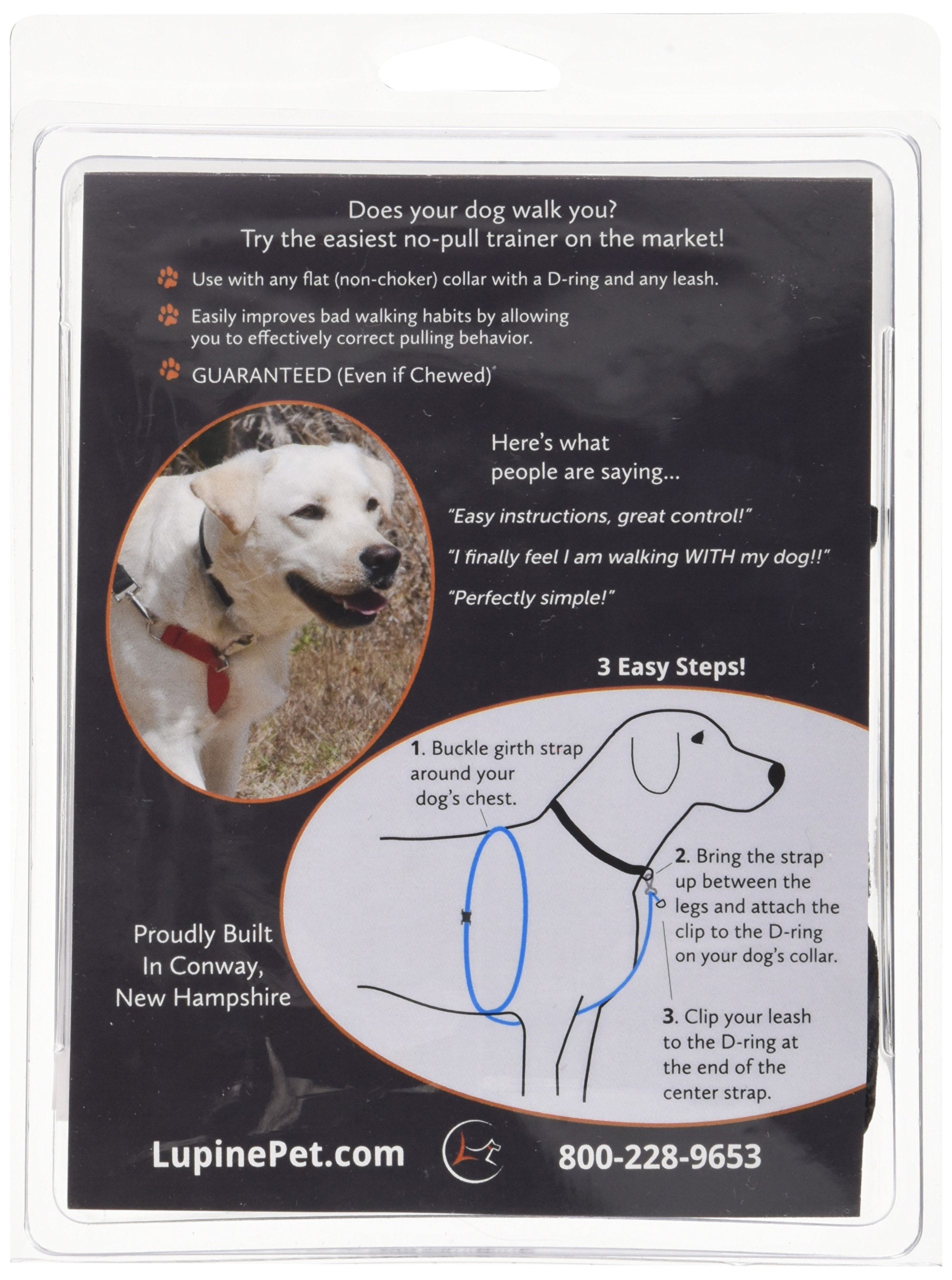 LupinePet Basics 1 Black 26-38 No Pull Harness for Medium-Larger Dogs