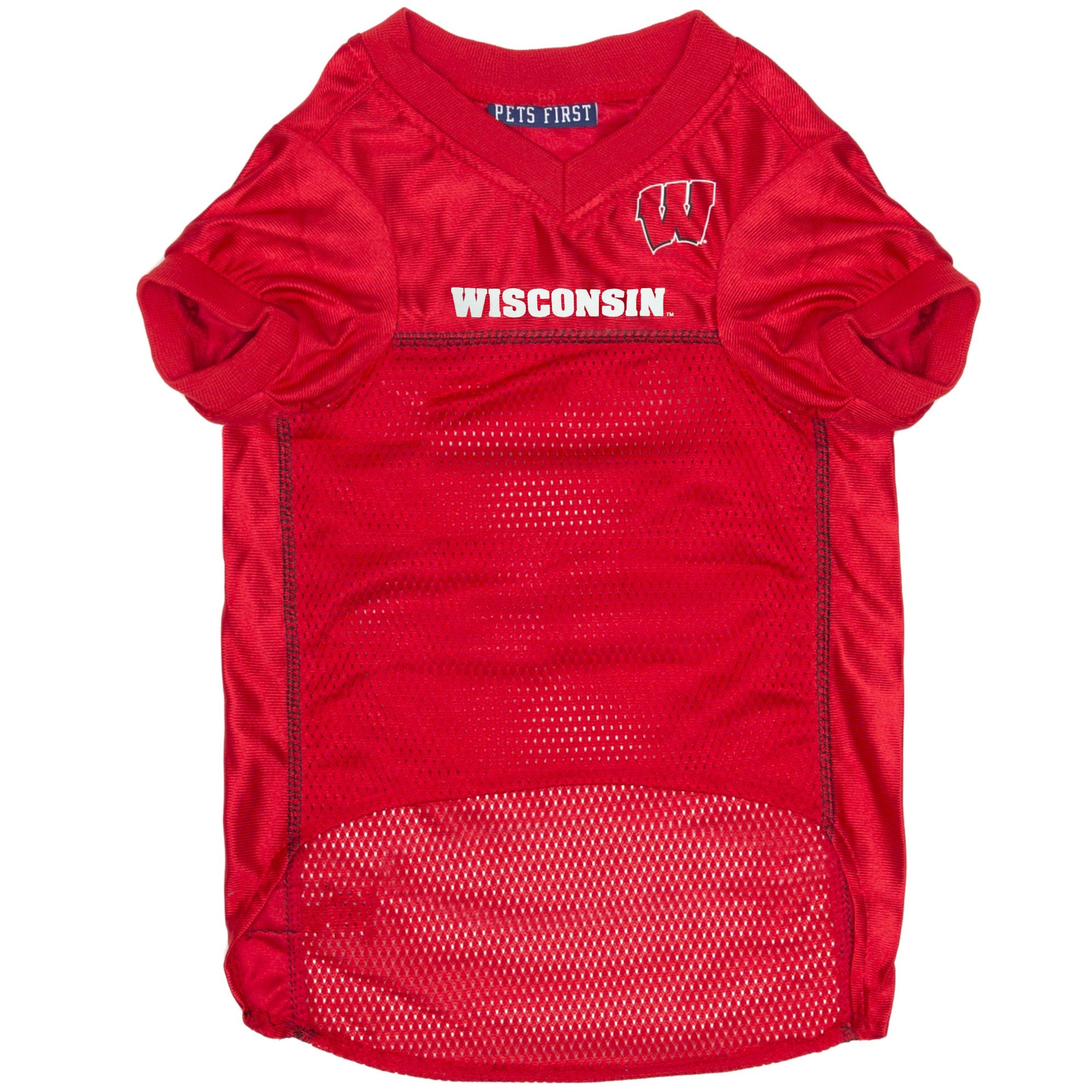 Pets First NCAA College Wisconsin Badgers Mesh Jersey for DOGS & CATS, X-Large. Licensed Dog Jersey with your Favorite Football/