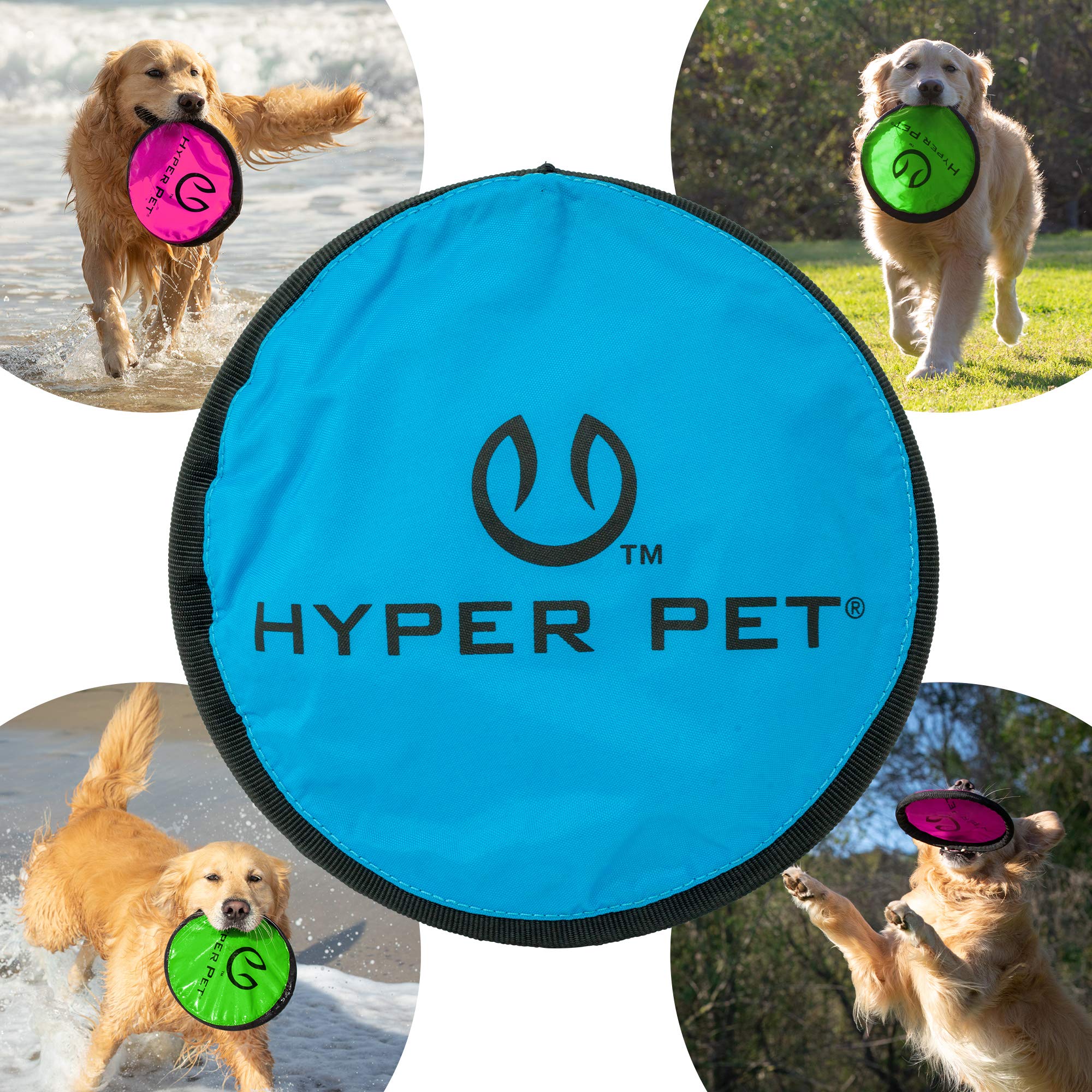 Hyper Pet Flippy Flopper Dog Frisbee - 9" Multicolor Rubber Fetch Toy, Floats in Water, Safe for Teeth, Model 47900EA