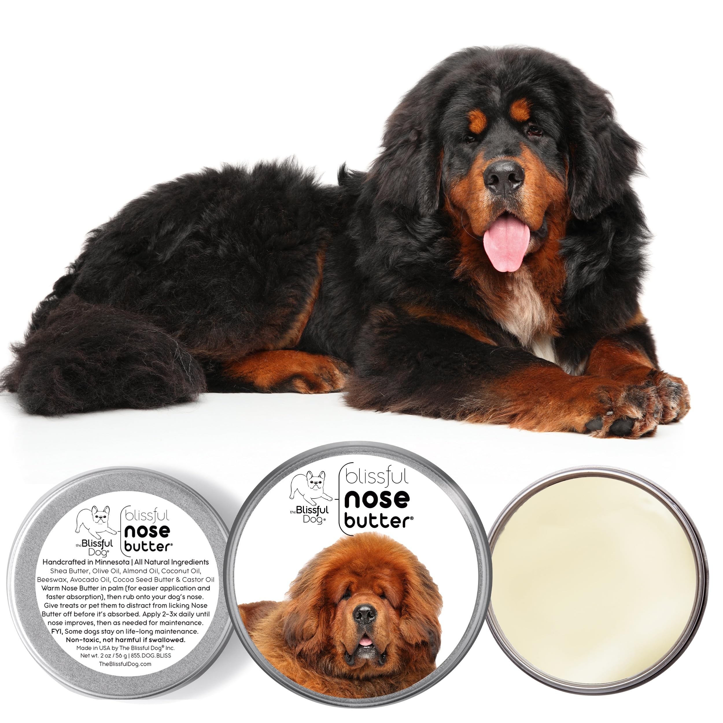 The Blissful Dog Tibetan Mastiff Unscented Nose Butter - Dog Nose Butter, 4 Ounce