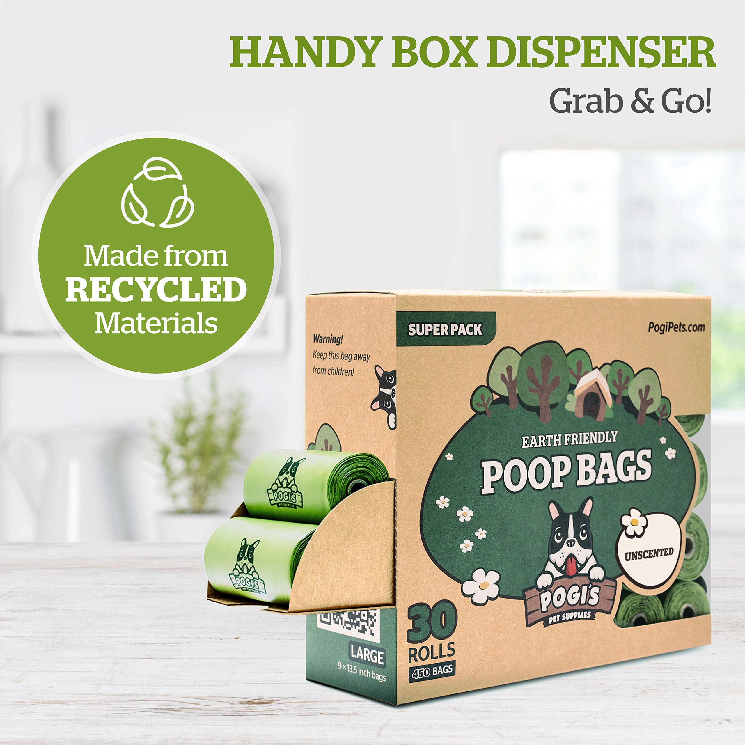 Pogi? Dog Poop Bags Bulk - 60 Unscented Rolls (900 Doggie Poop Bags) - Leak-Proof Dog Waste Bags - Ultra Thick, Extra Large Poop Bags For Dogs
