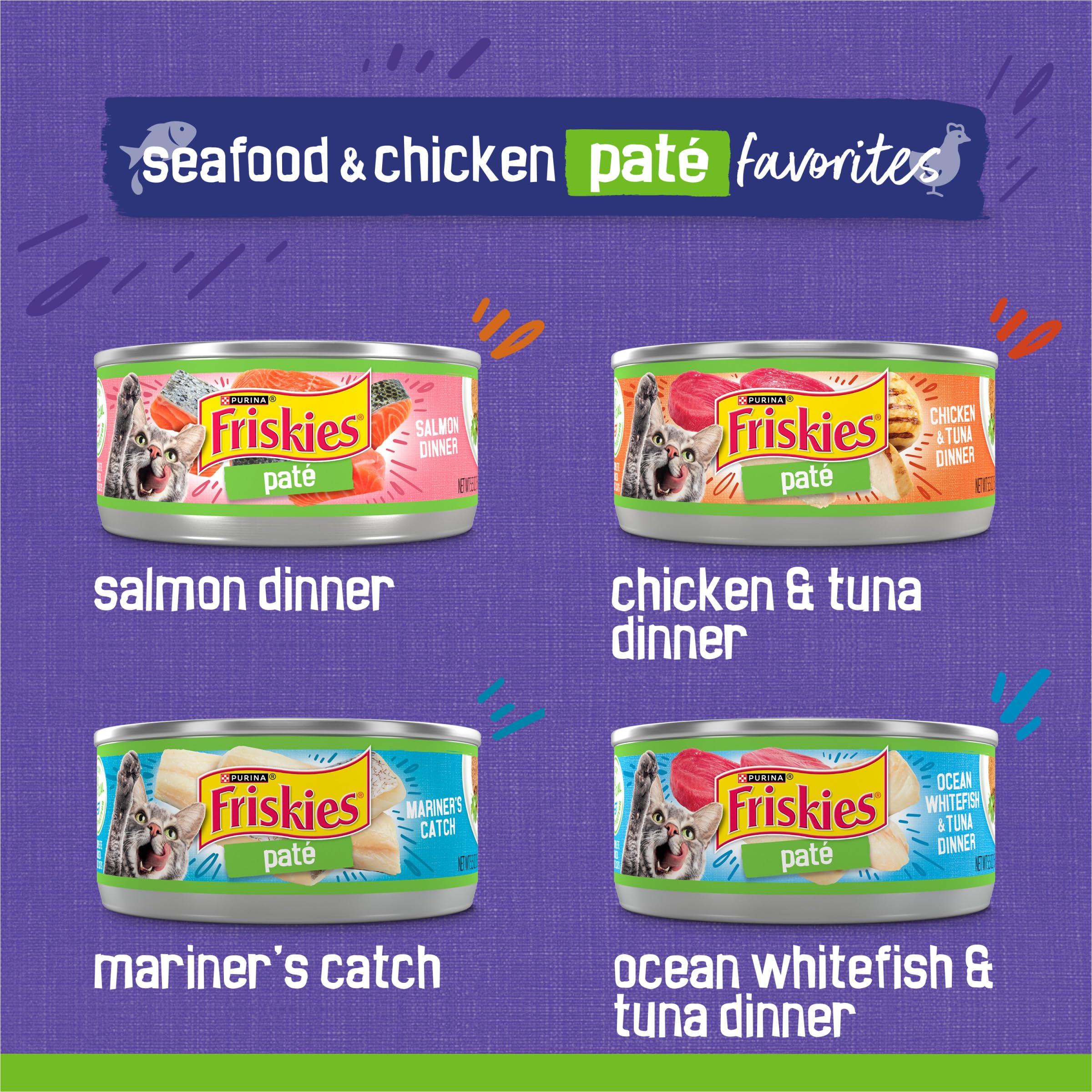 Friskies Pate Wet Cat Food Variety Pack - Seafood & Chicken, 48 ct, 5.5 oz Cans