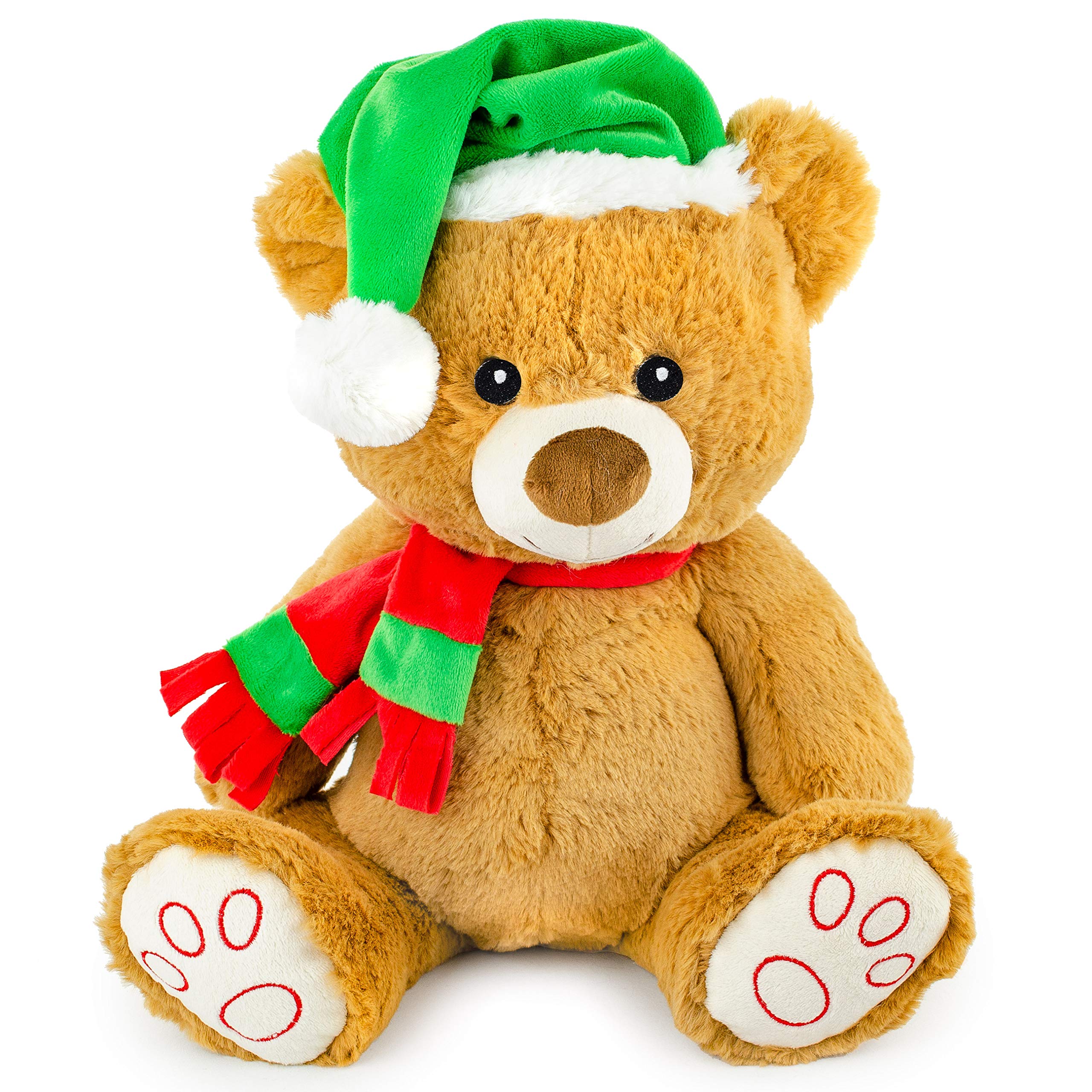 Giftable World Holiday Plush Pet Toy Fun For Christmas Designs With Squeaker Dog Chew Toy (8'' Holiday Bear)