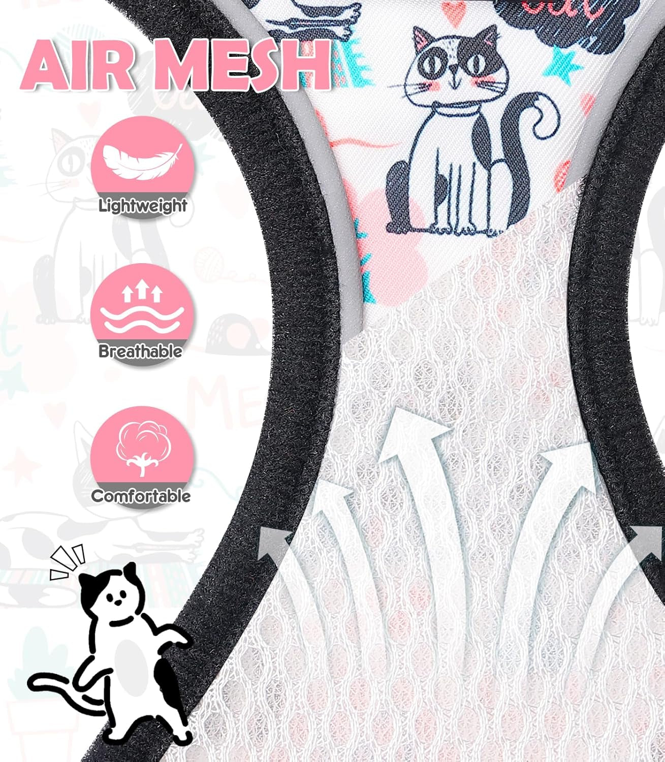 Cat Harness and Leash Set Escape Proof Reflective Adjustable Vest
