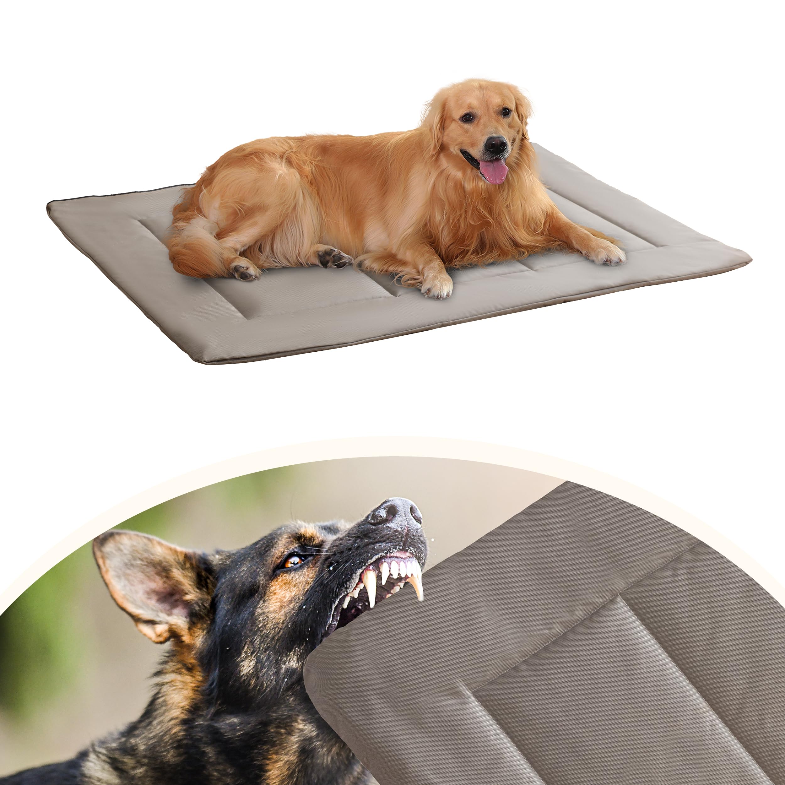 Maxyoyo Chew Proof Dog Beds, Indestructible Dog Crate Pad For Aggressive Chewers, Machine Washable Mat With A Removable Protect 