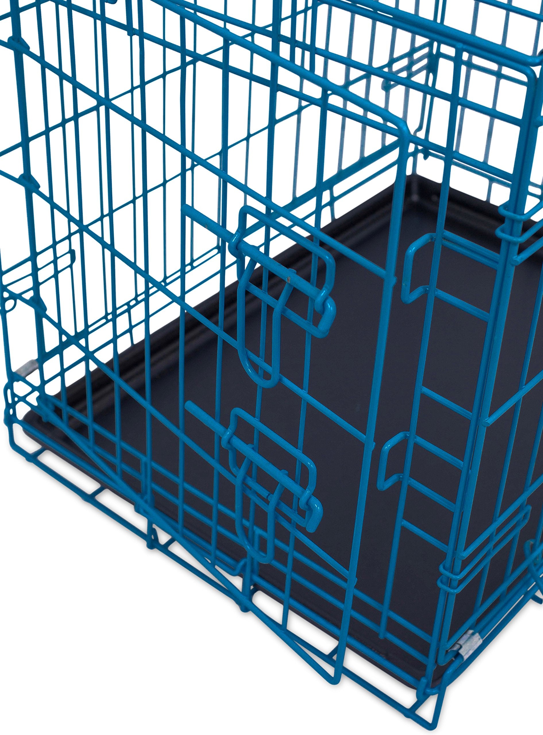 Internet's Best Double Door Steel Dog Crate, 24" Small, Collapsible, Blue, Alloy Steel