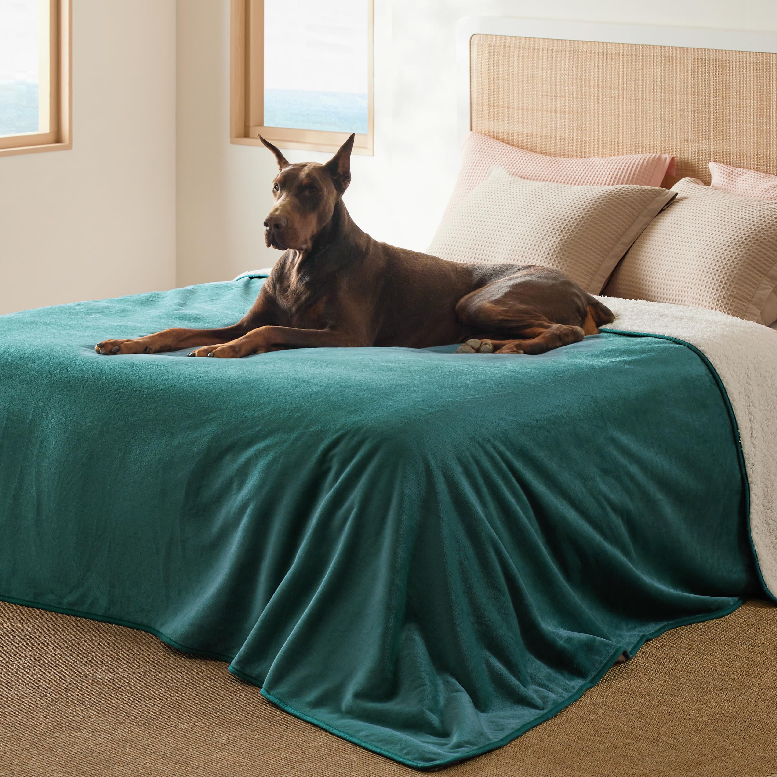 Bedsure Waterproof Blanket For Bed - Sherpa Fleece Waterproof Dog Blankets For Large Dogs, Pet Blankets For Bed/Couch/Dog Crate,