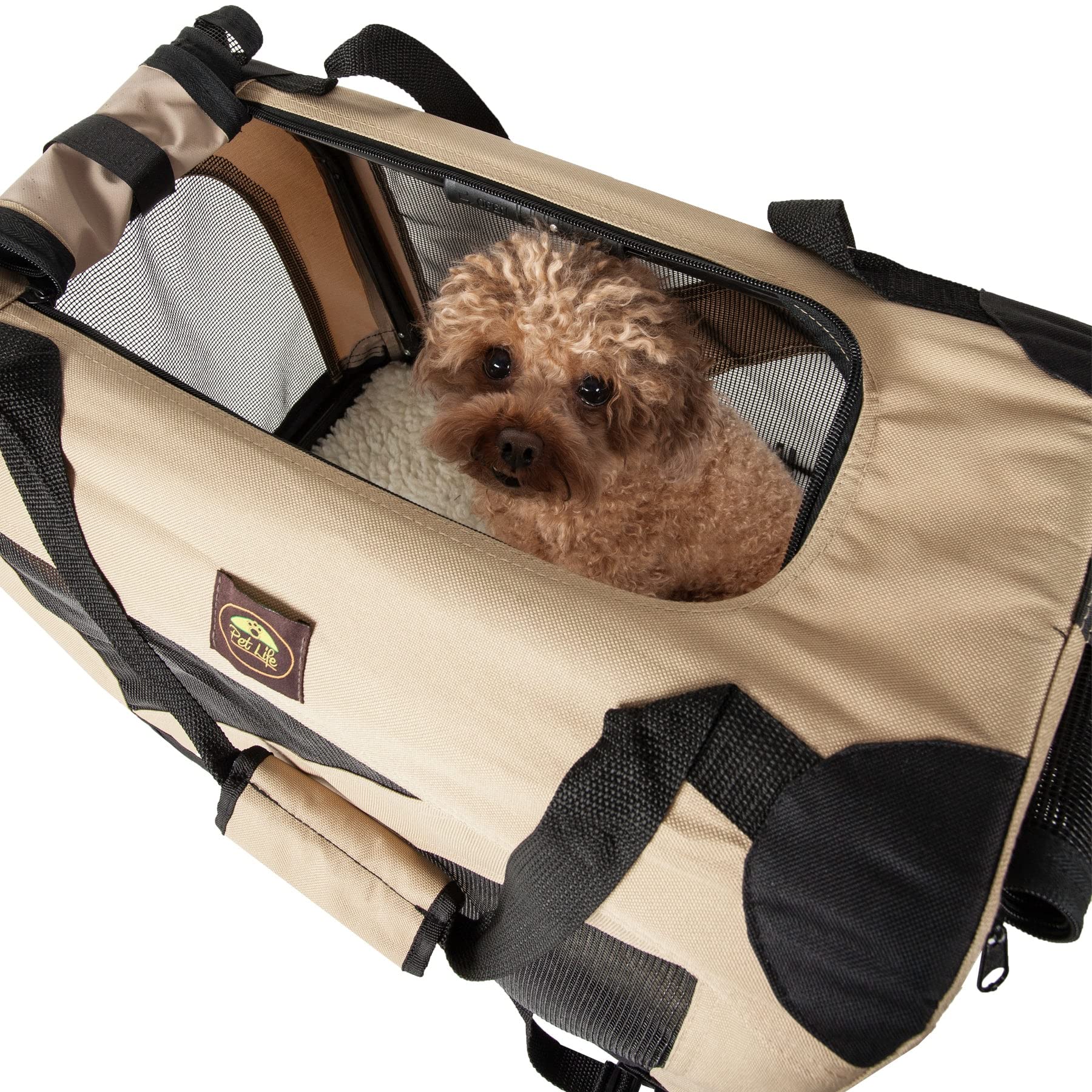 Pet Life Vista-View 360 Degree Zippered And Collapsible Soft Folding Dog Crate - Folding Travel Dog Kennel With Zippered Entranc