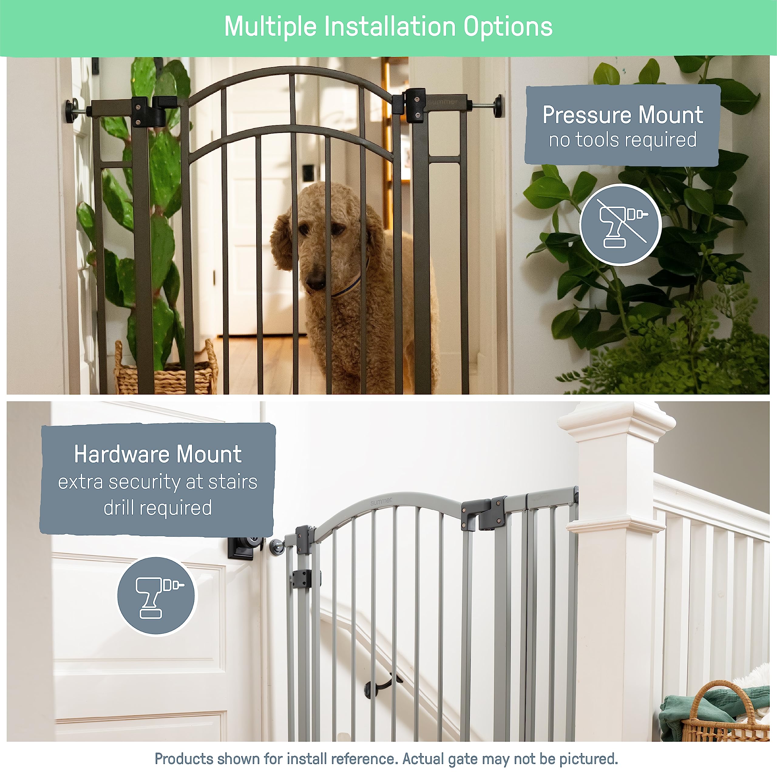 Summer Infant Extra Tall Safety Gate, 28.5-48" Wide, 36" Tall, Bronze, Metal, Model 07600CZ, Pressure or Hardware Mounted for Baby & Pets
