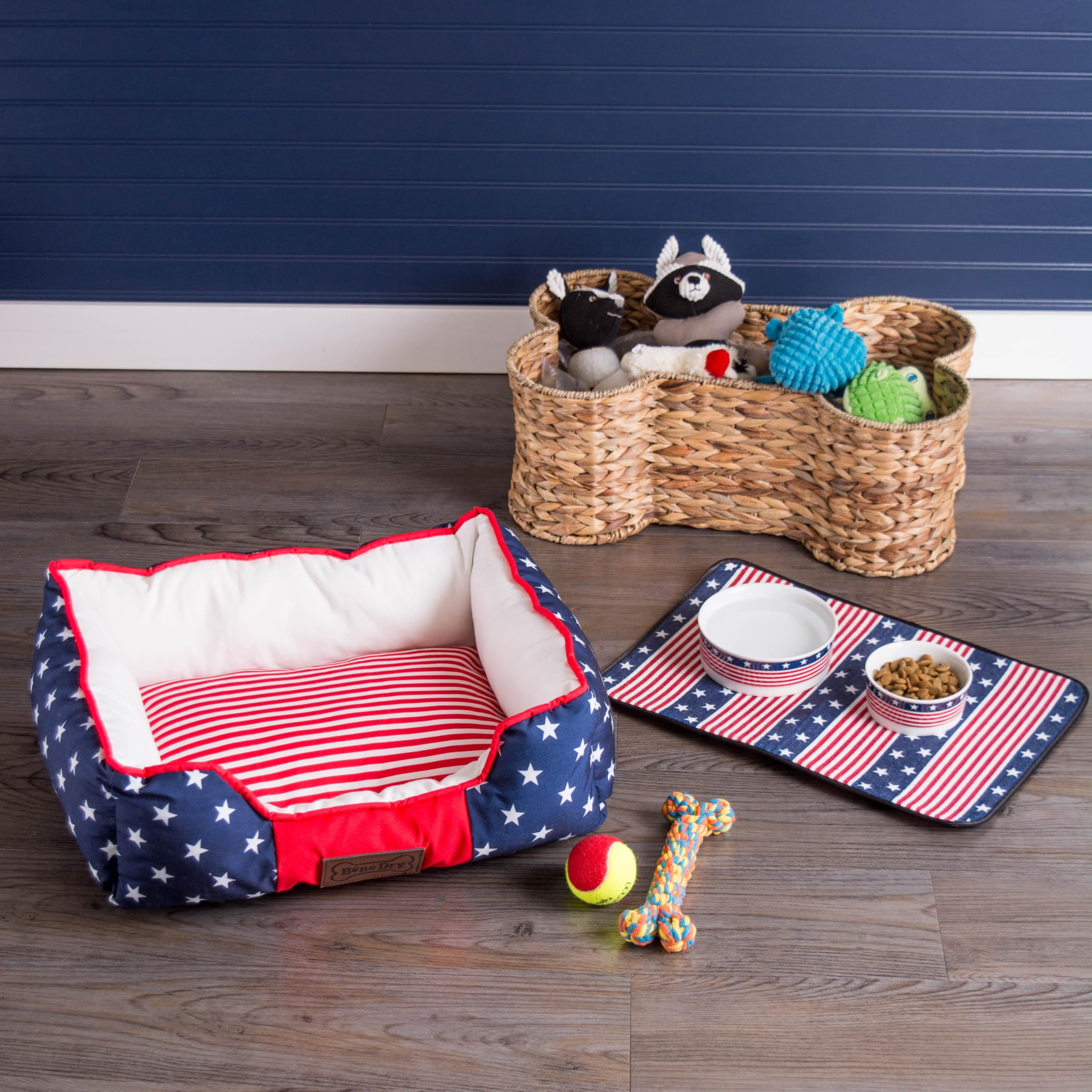 Bone Dry Pet Storage Collection Bone Shape Hyacinth Toy Basket, Natural, Medium