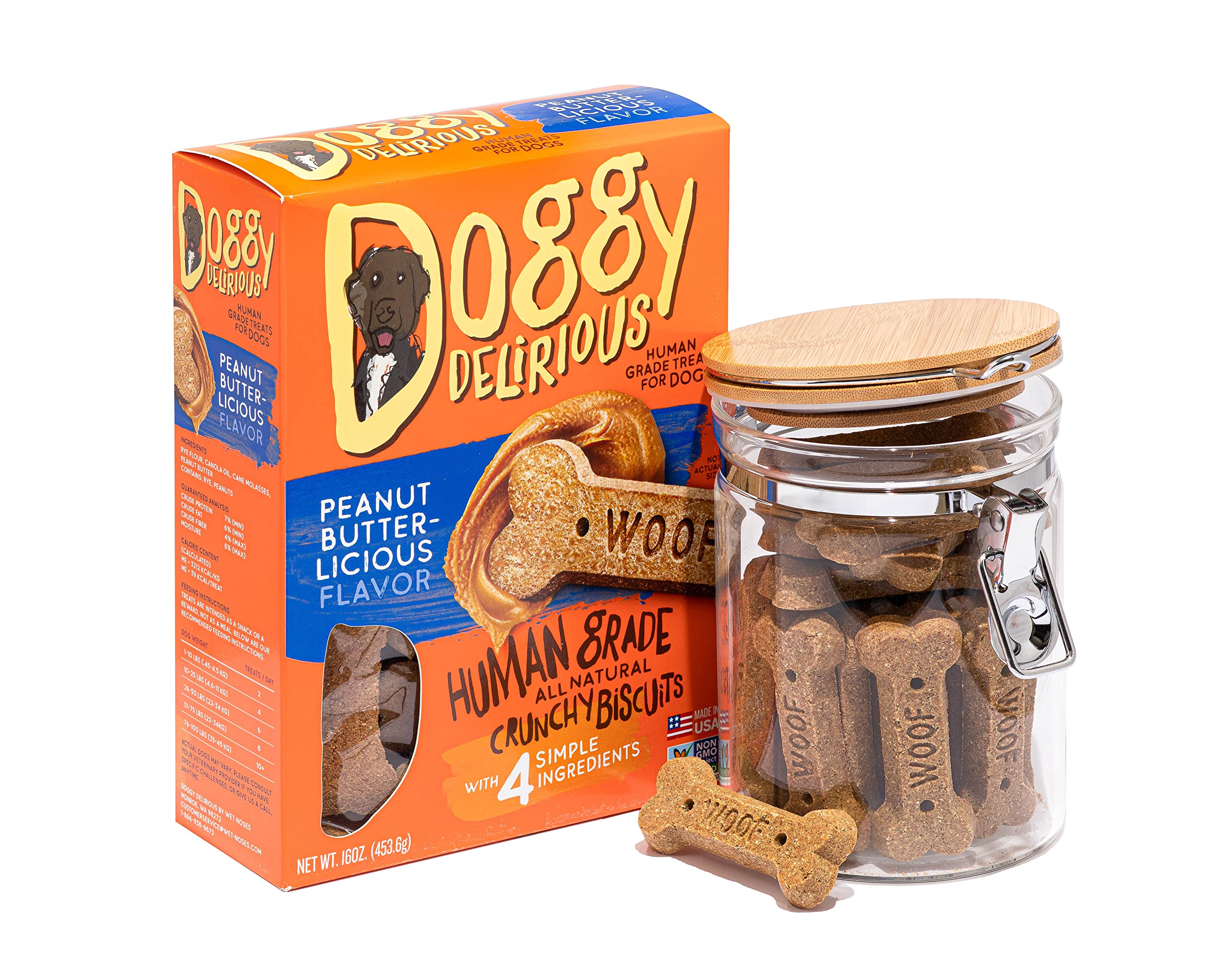 Doggy Delirious Dog Treats - Peanut Butter Bones - Case of 6 - 16 oz(D0102HXWPP6.)