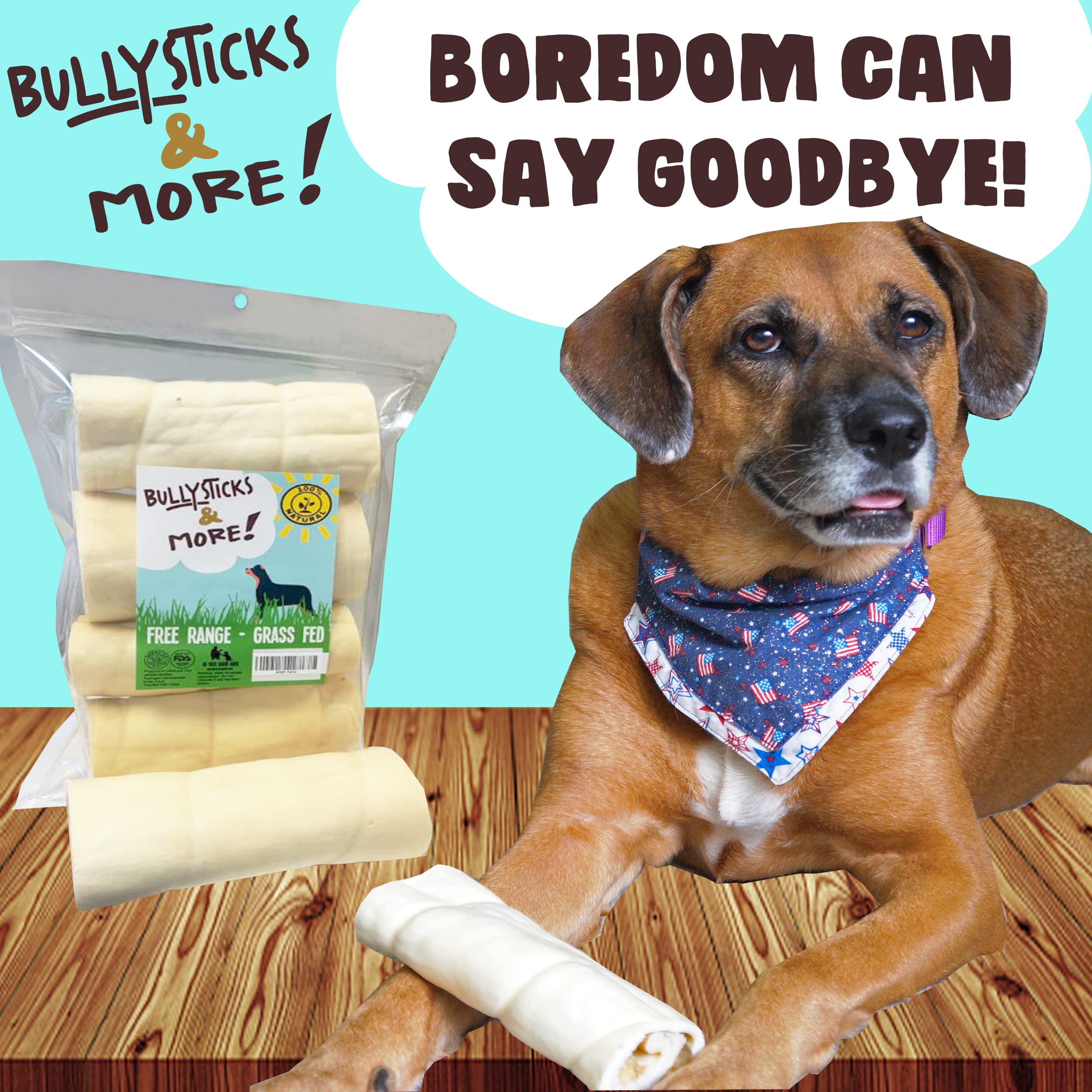 BULLYSTICKS & MORE 6 Inch Beef Cheek Rolls for Dogs (6 Extra Thick - 3 Count) - Beef Cheek Bones for Dogs - Dog Parents Choice -
