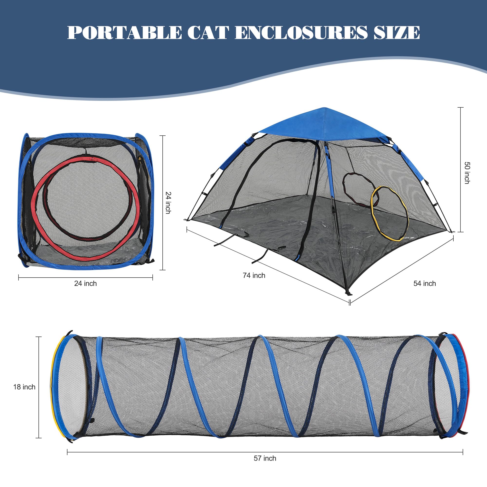 Petease Outdoor Cat Enclosure -Portable Pet Playpen For Outside With Cat Tunnel, Cube Combo,Pet Cage For Cats, Kittens, Dogs And