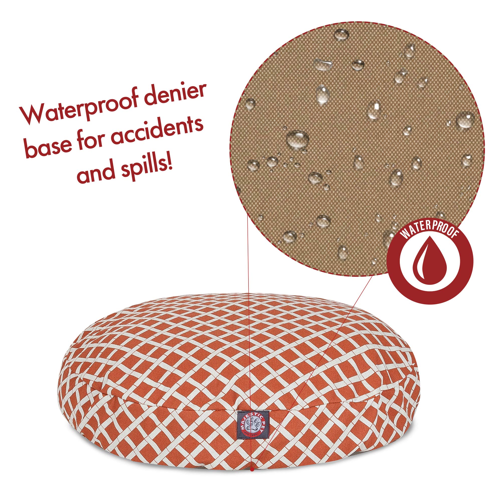 Burnt Orange Bamboo Medium Round Indoor Outdoor Pet Dog Bed With Removable Washable Cover By Majestic Pet Products