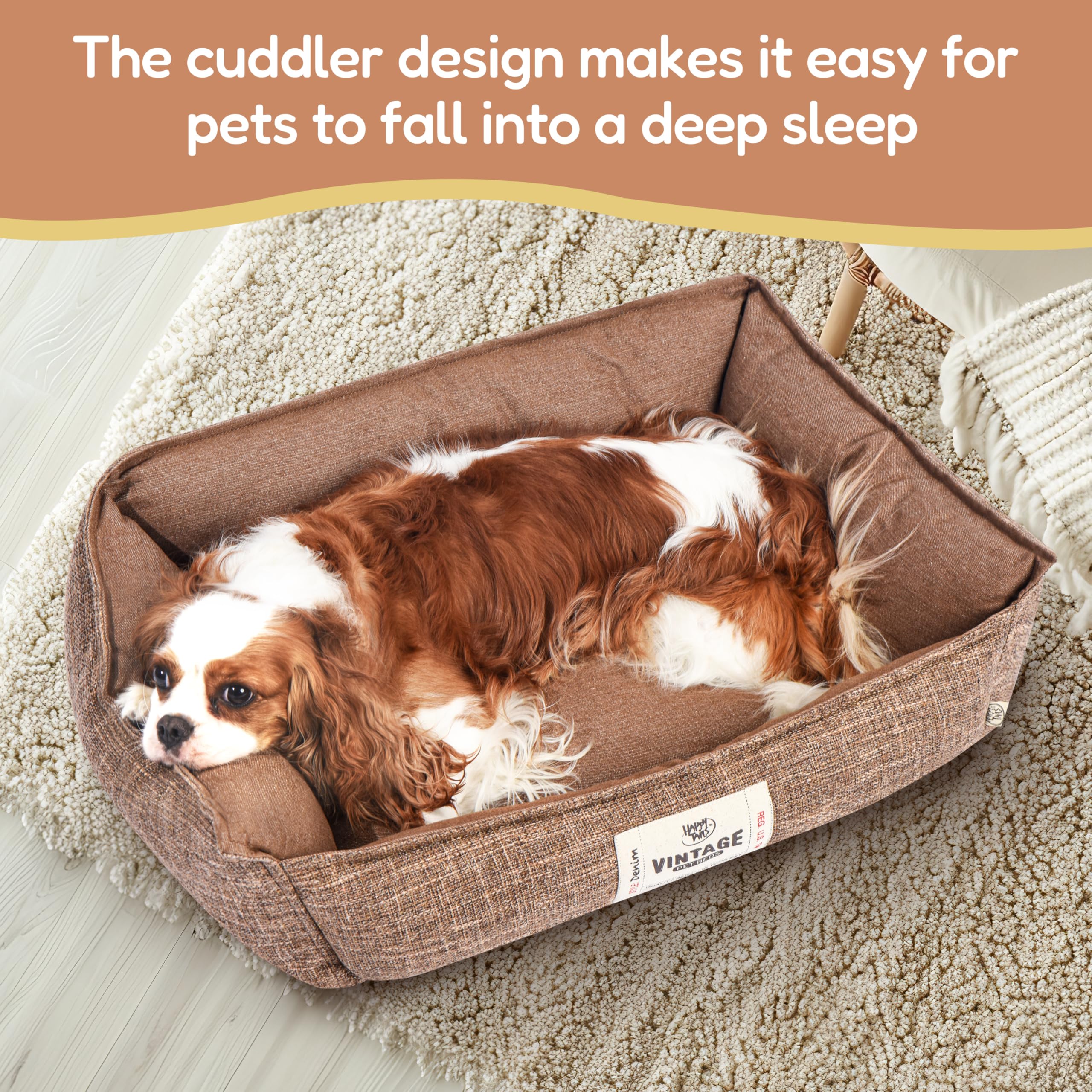 Fluffydream Cute Calming Cuddler Dog Bed, Dog Sofa Bed, Up To 30 Lbs, 24'' X 20'', Tan