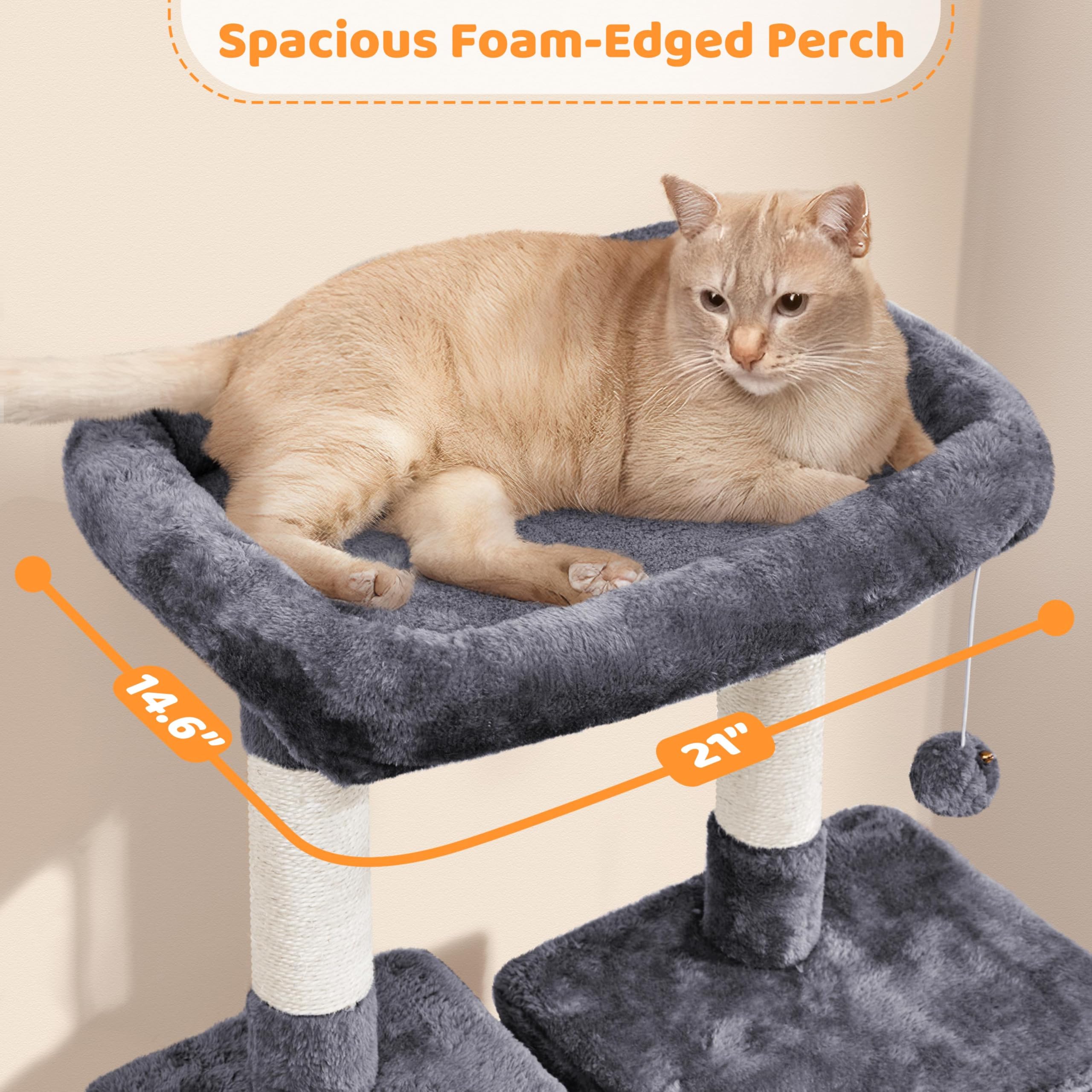 Yaheetech 54in Cat Tree Tower, Multi-Level Pet Stand Furniture with Hammock Scratching Posts Condo Extended Platform for Indoor