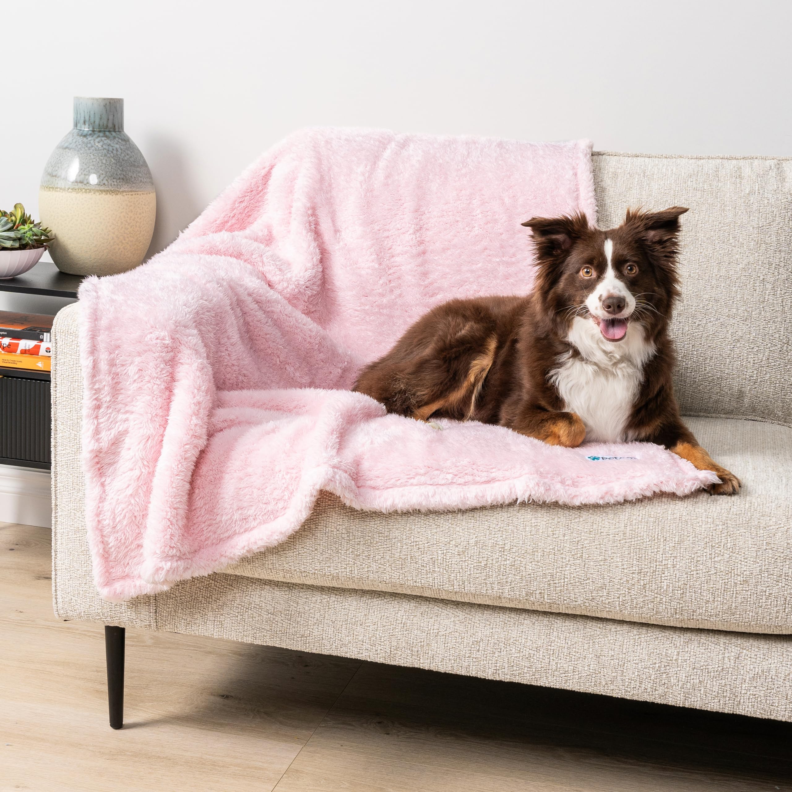 PetAmi Dog Blanket for Small Medium Dogs Pink, Fluffy Soft Puppy Blanket, Sherpa Fleece Cat Blanket for Kitten Doggie, Calming P