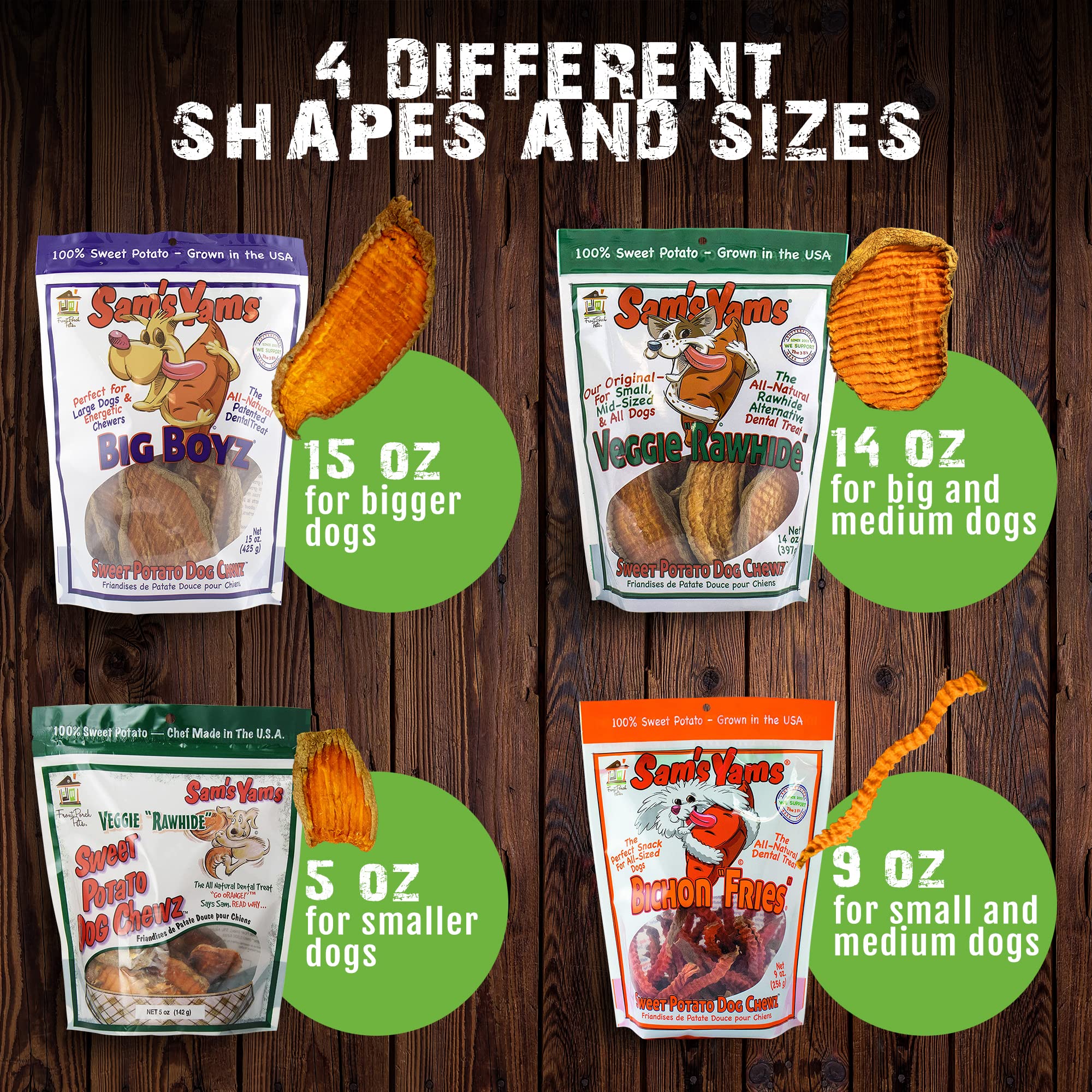 Sams Yams Sweet Potato Dog Treats, Healthy Dog Treats for Small & Medium Dogs, Sweet Potato Dog Treats Made in USA, High Fiber,